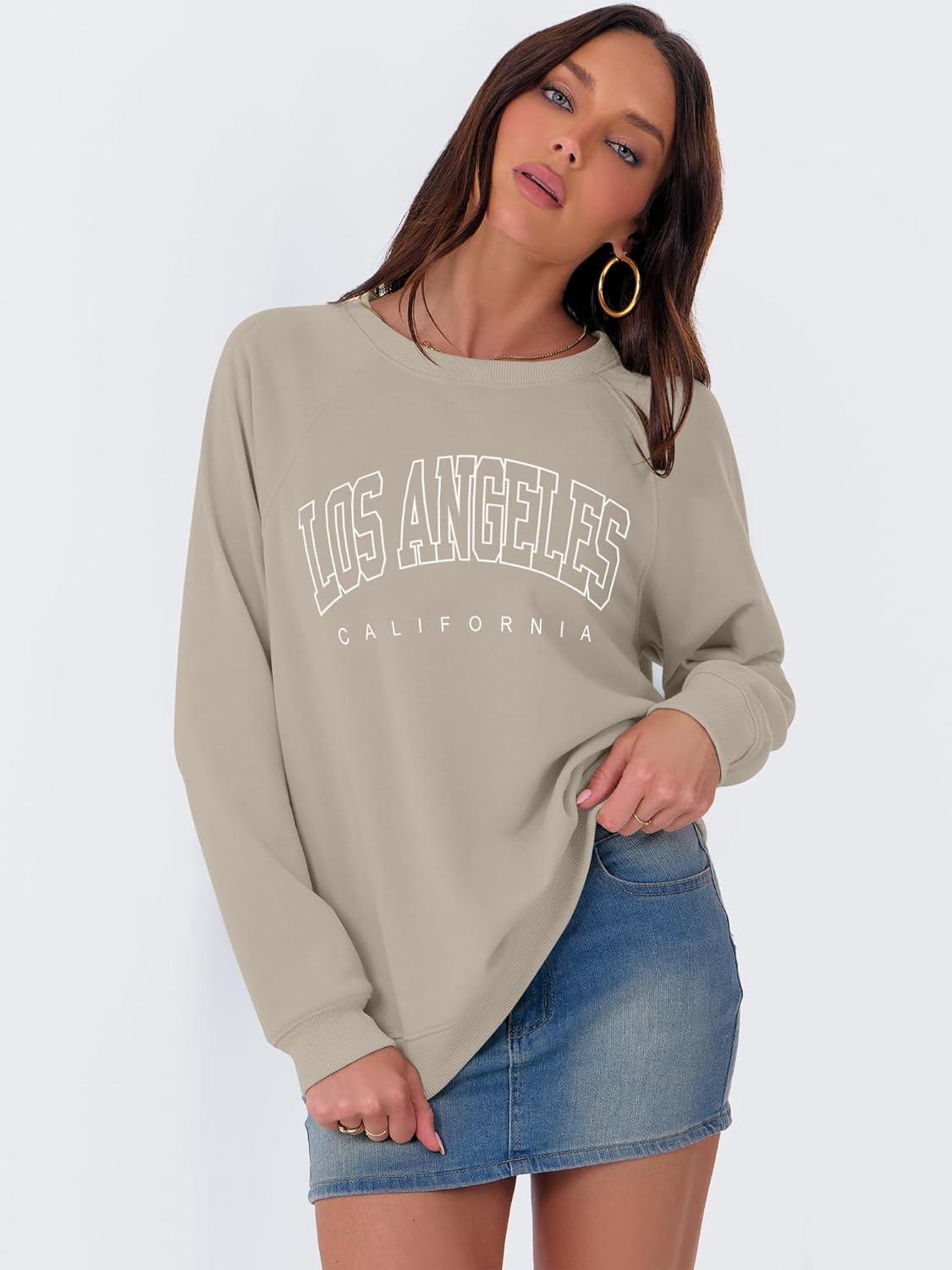 imageANRABESS Womens Oversized Sweatshirts Crewneck Long Sleeve Pullover Hoodies Graphic Cute Teen Girls Clothes 2025 Fall OutfitsLight Khaki Paris