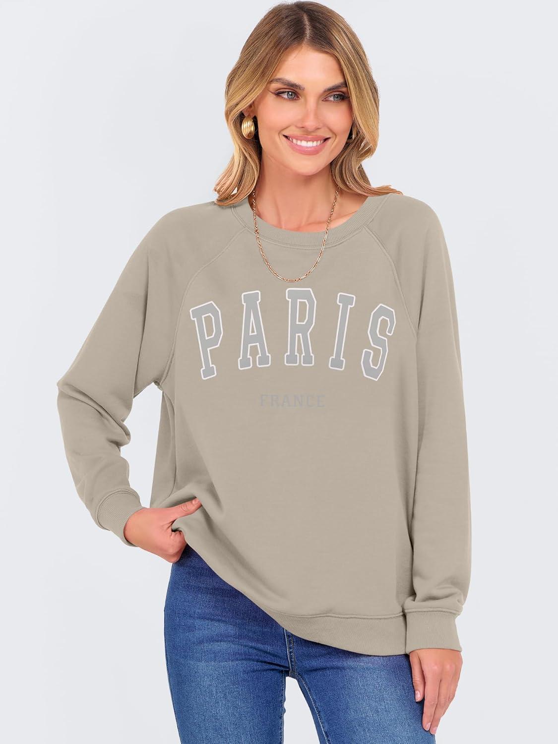 imageANRABESS Womens Oversized Sweatshirts Crewneck Long Sleeve Pullover Hoodies Graphic Cute Teen Girls Clothes 2025 Fall OutfitsLight Khaki Paris