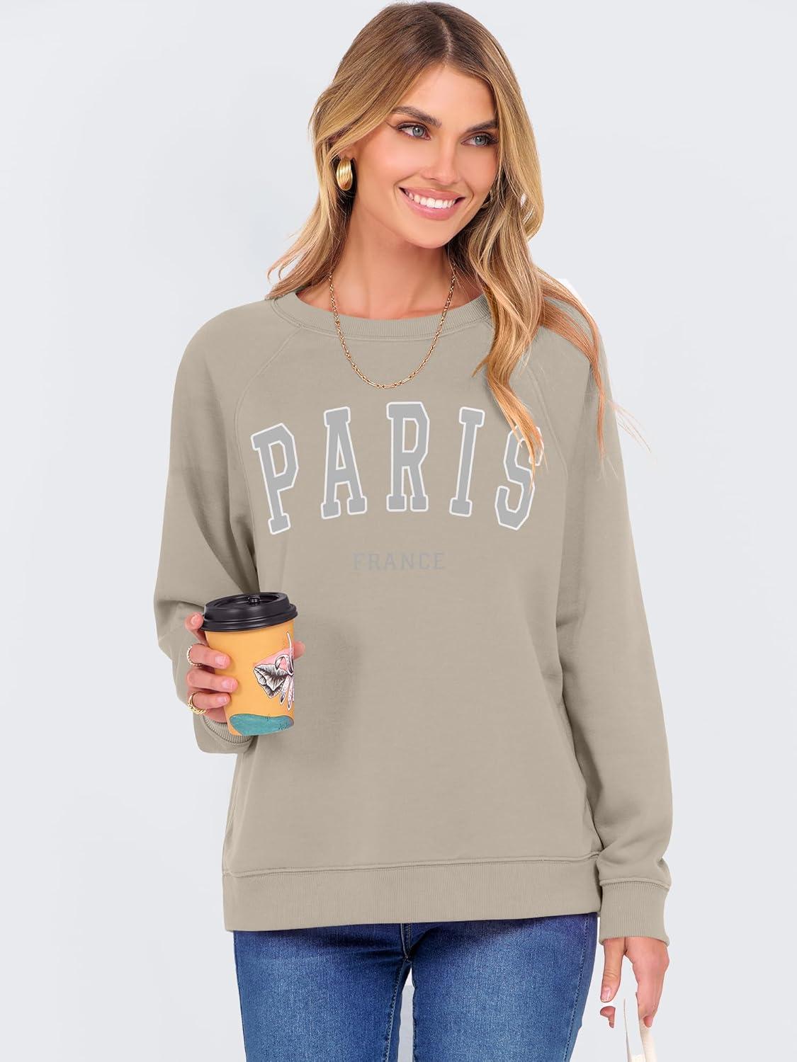 imageANRABESS Womens Oversized Sweatshirts Crewneck Long Sleeve Pullover Hoodies Graphic Cute Teen Girls Clothes 2025 Fall OutfitsLight Khaki Paris