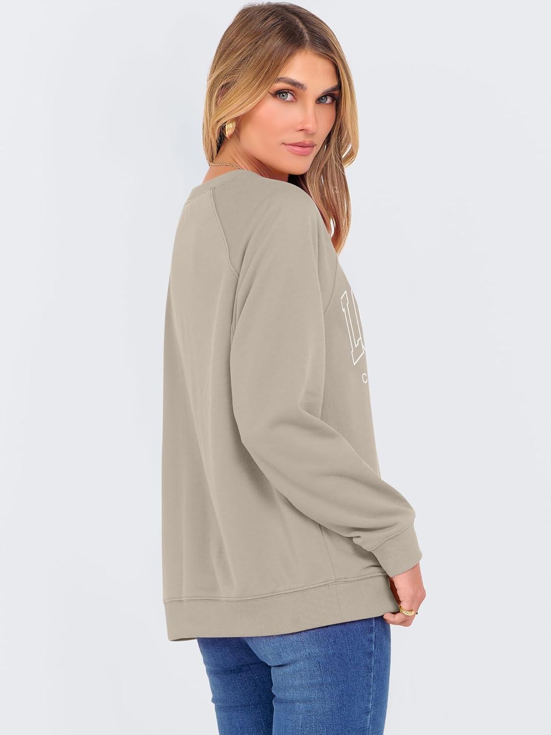 imageANRABESS Womens Oversized Sweatshirts Crewneck Long Sleeve Pullover Hoodies Graphic Cute Teen Girls Clothes 2025 Fall OutfitsLight Khaki Paris