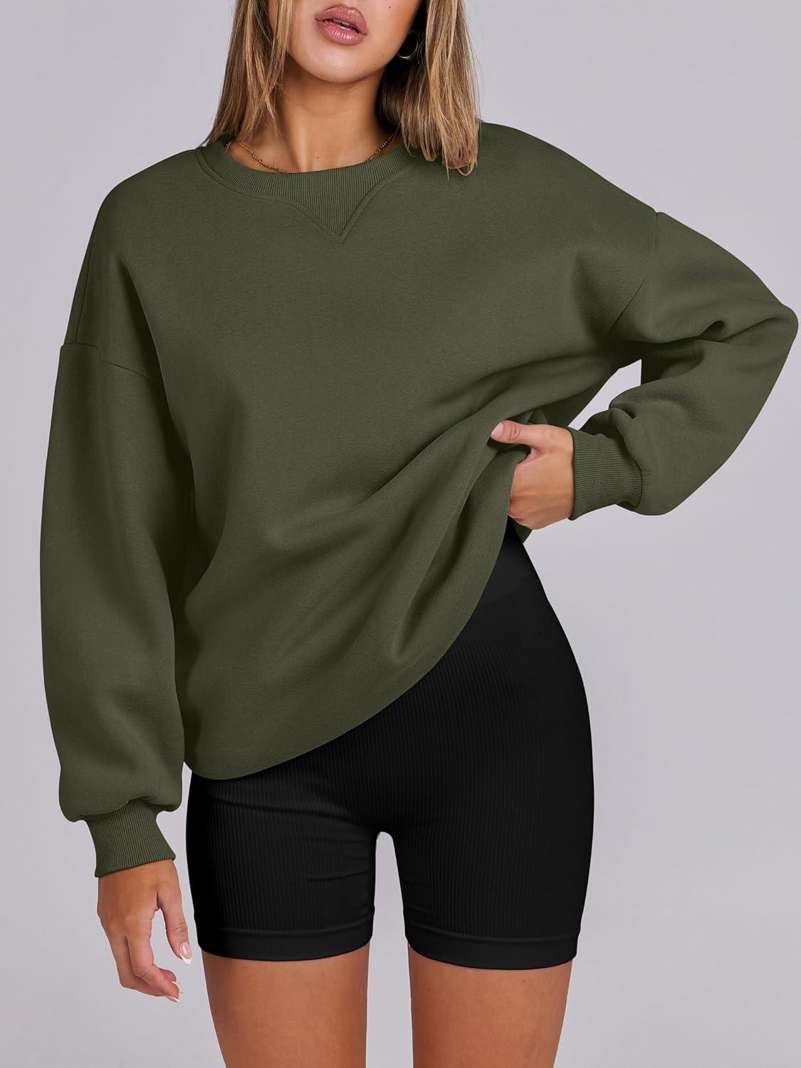 imageANRABESS Womens Oversized Sweatshirts Hoodies Crewneck Fleece Pullover Sweaters 2025 Fall Outfits Teen Girls Winter ClothesArmygreen