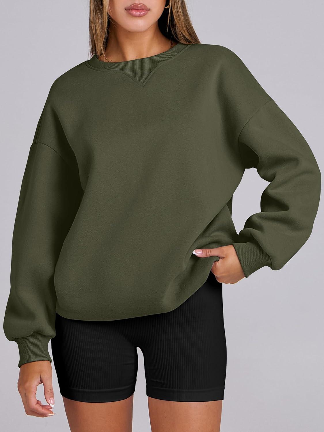imageANRABESS Womens Oversized Sweatshirts Hoodies Crewneck Fleece Pullover Sweaters 2025 Fall Outfits Teen Girls Winter ClothesArmygreen