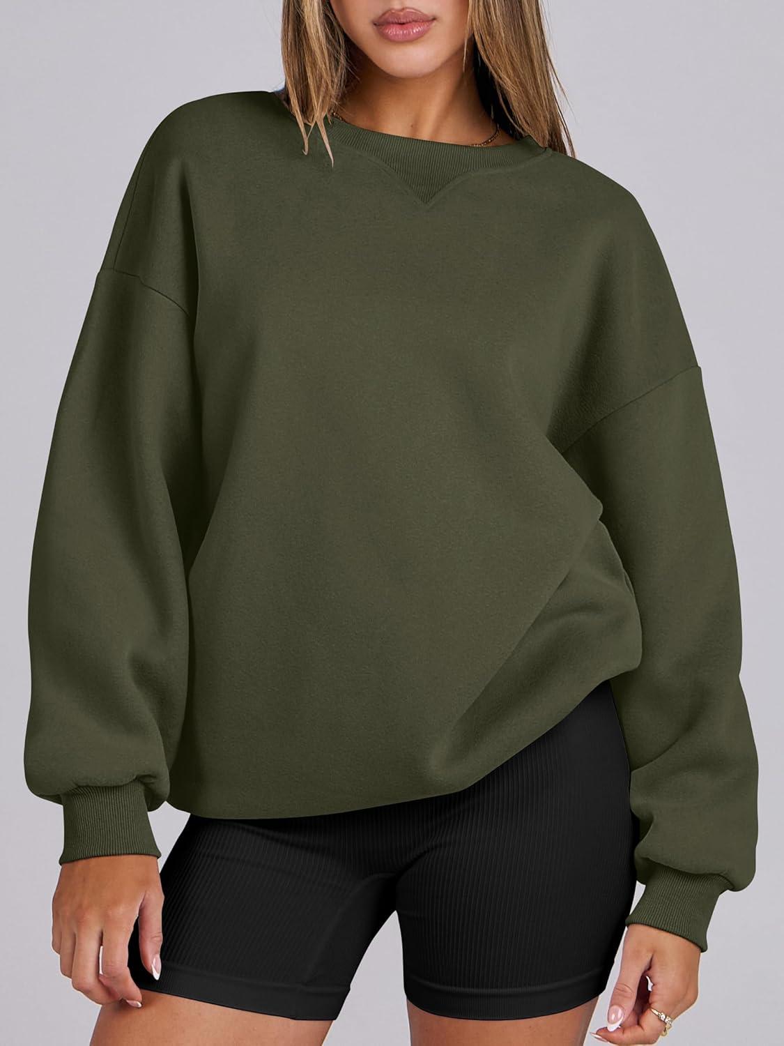 imageANRABESS Womens Oversized Sweatshirts Hoodies Crewneck Fleece Pullover Sweaters 2025 Fall Outfits Teen Girls Winter ClothesArmygreen