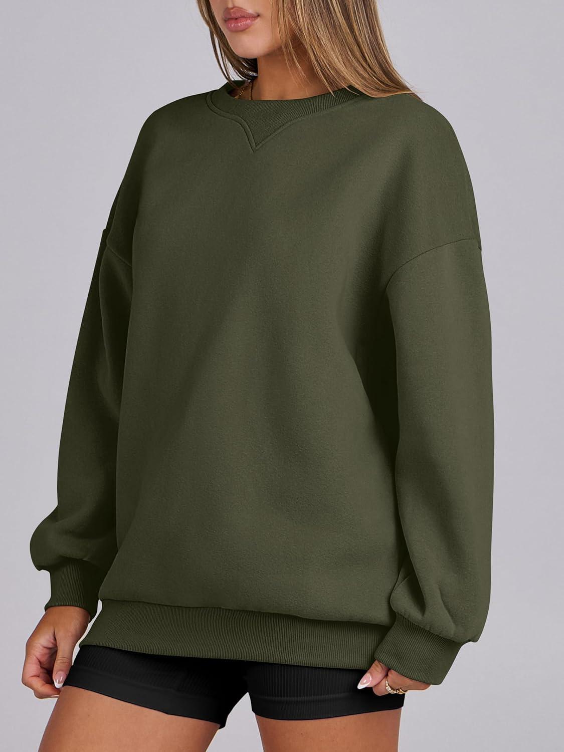imageANRABESS Womens Oversized Sweatshirts Hoodies Crewneck Fleece Pullover Sweaters 2025 Fall Outfits Teen Girls Winter ClothesArmygreen