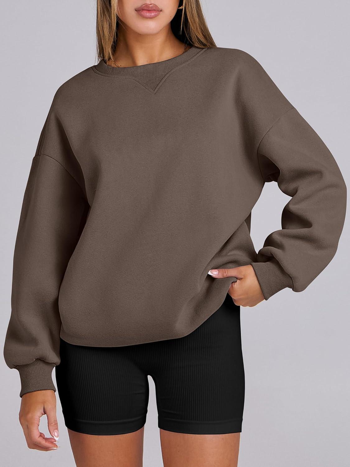 imageANRABESS Womens Oversized Sweatshirts Hoodies Crewneck Fleece Pullover Sweaters 2025 Fall Outfits Teen Girls Winter ClothesBrown