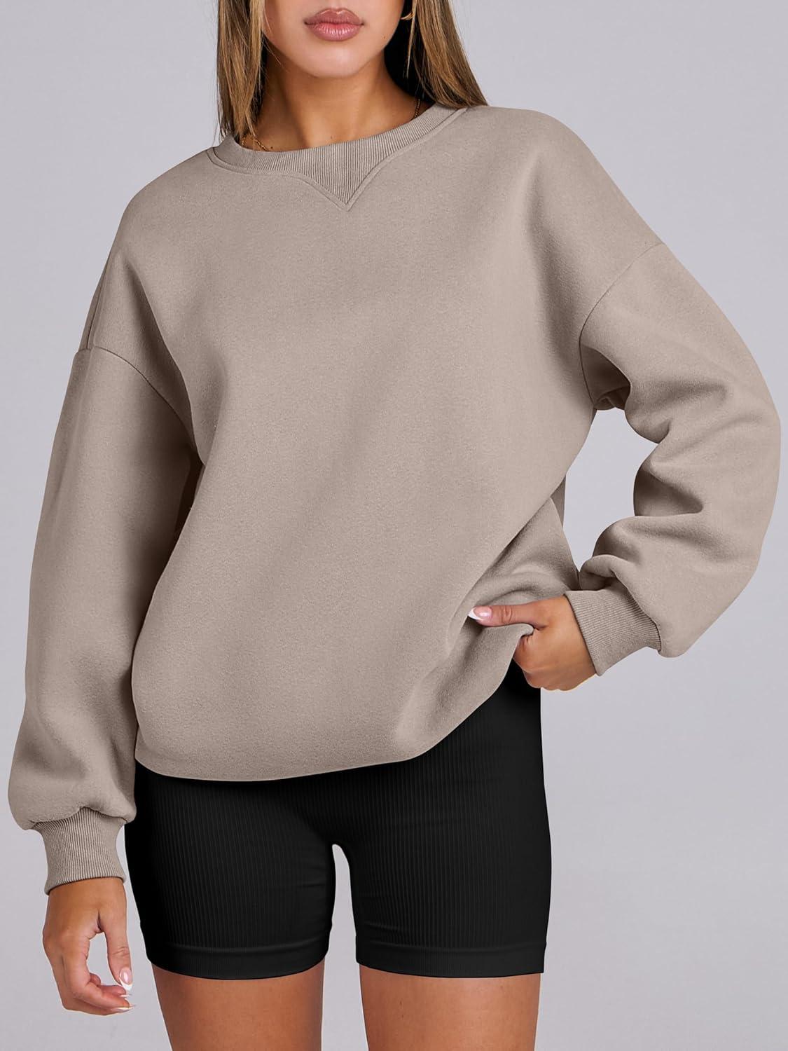 imageANRABESS Womens Oversized Sweatshirts Hoodies Crewneck Fleece Pullover Sweaters 2025 Fall Outfits Teen Girls Winter ClothesCoffee Grey