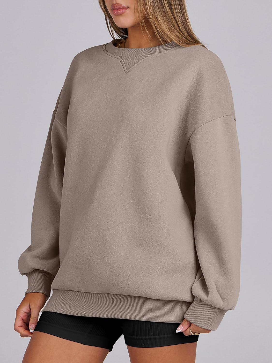 imageANRABESS Womens Oversized Sweatshirts Hoodies Crewneck Fleece Pullover Sweaters 2025 Fall Outfits Teen Girls Winter ClothesCoffee Grey