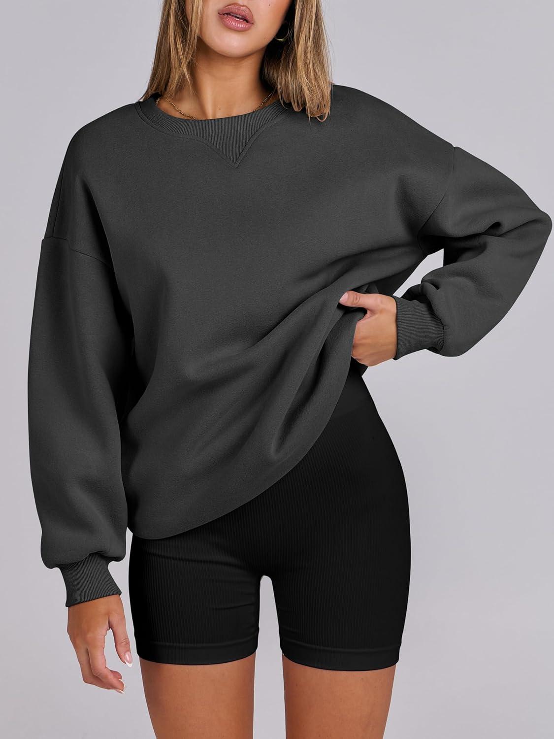 imageANRABESS Womens Oversized Sweatshirts Hoodies Crewneck Fleece Pullover Sweaters 2025 Fall Outfits Teen Girls Winter ClothesDark Grey