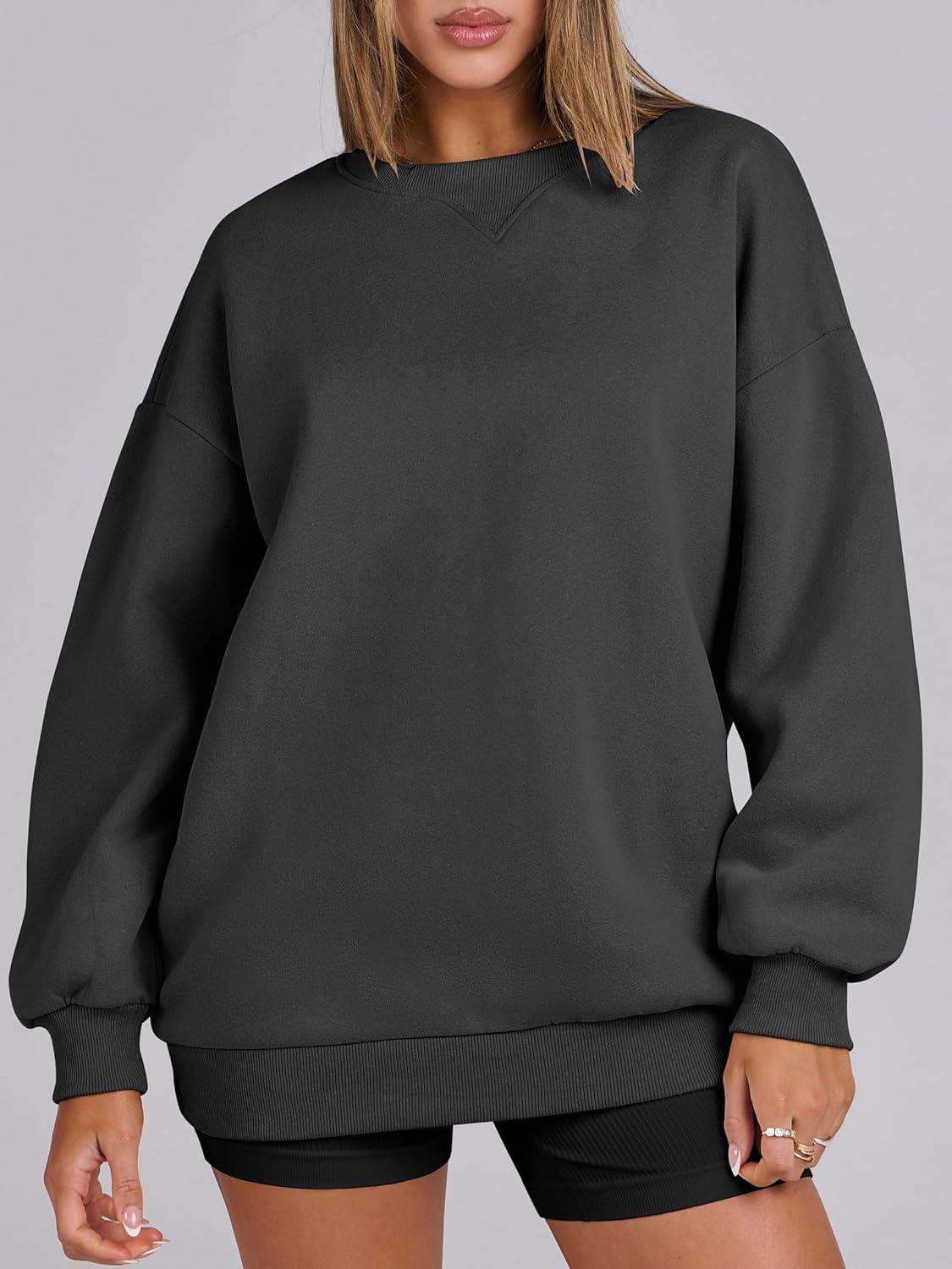 imageANRABESS Womens Oversized Sweatshirts Hoodies Crewneck Fleece Pullover Sweaters 2025 Fall Outfits Teen Girls Winter ClothesDark Grey