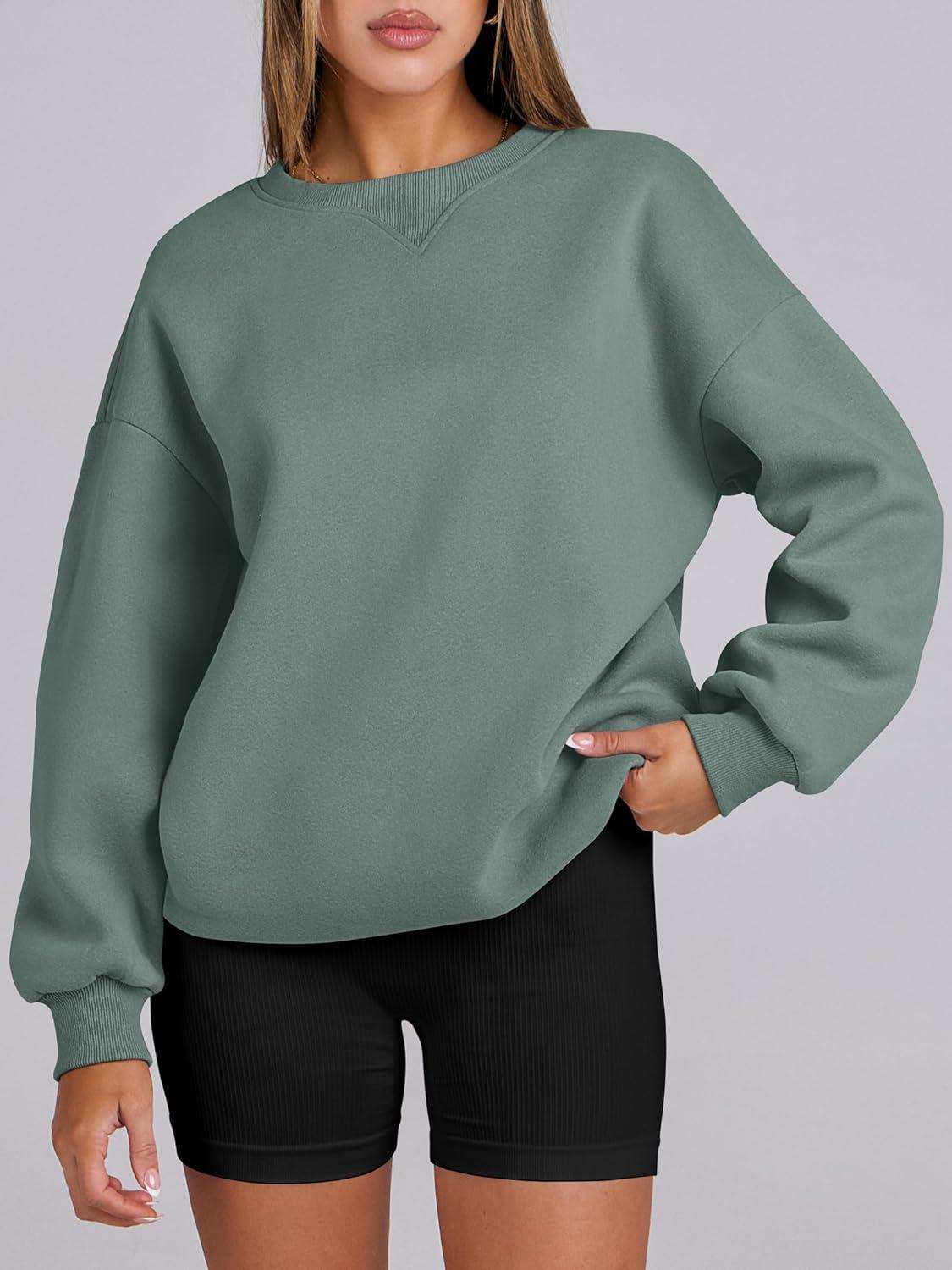 imageANRABESS Womens Oversized Sweatshirts Hoodies Crewneck Fleece Pullover Sweaters 2025 Fall Outfits Teen Girls Winter ClothesLightgreen