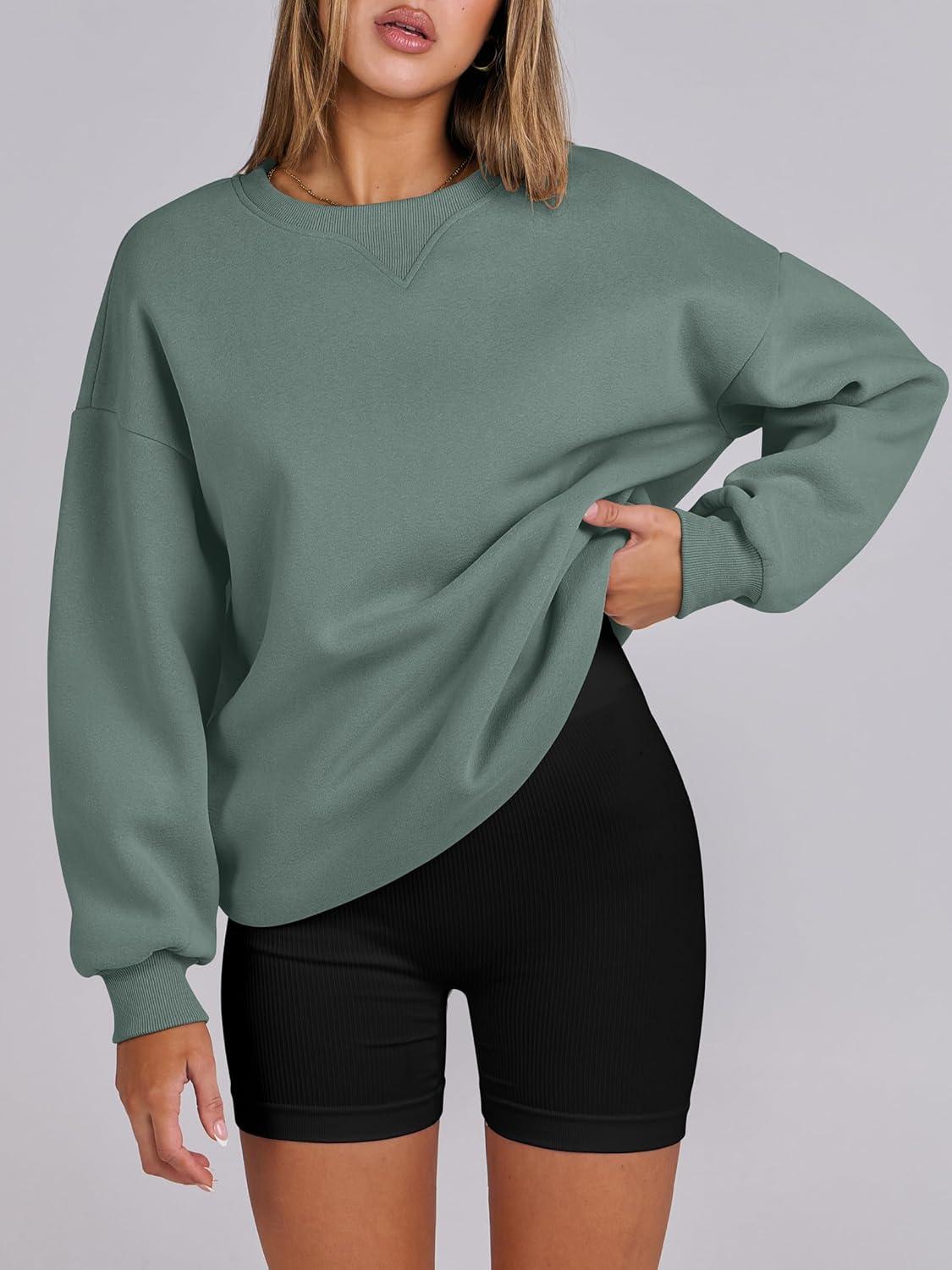 imageANRABESS Womens Oversized Sweatshirts Hoodies Crewneck Fleece Pullover Sweaters 2025 Fall Outfits Teen Girls Winter ClothesLightgreen