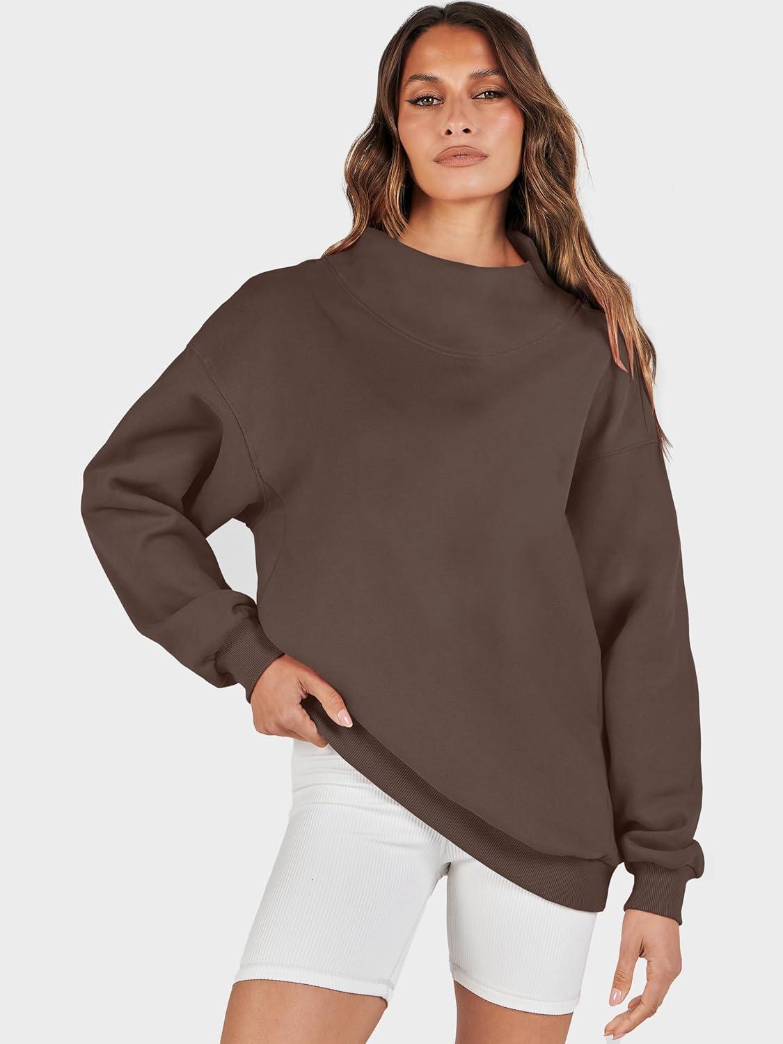 imageANRABESS Womens Oversized Sweatshirts Turtleneck Pullover Long Sleeve Hoodies Tops 2025 Fall Fashion Preppy OutfitsDeep Brown