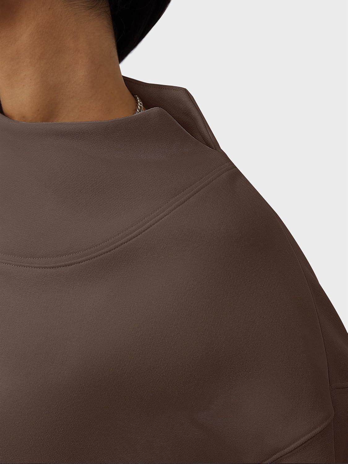 imageANRABESS Womens Oversized Sweatshirts Turtleneck Pullover Long Sleeve Hoodies Tops 2025 Fall Fashion Preppy OutfitsDeep Brown