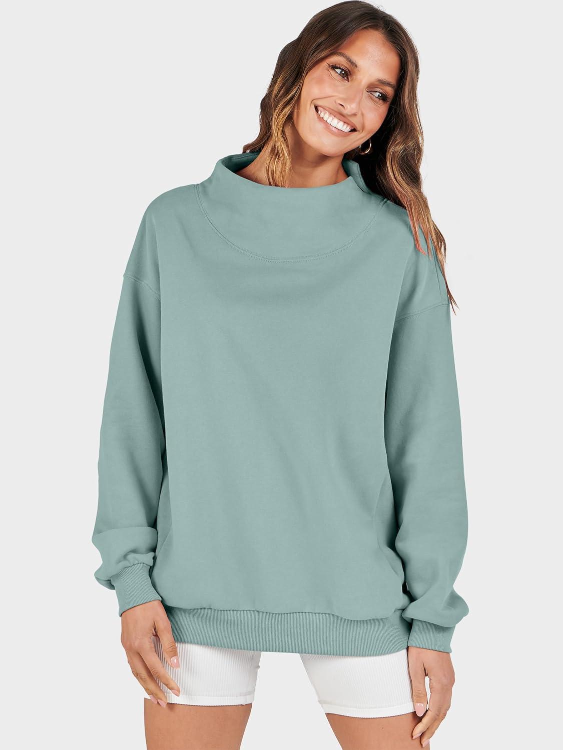 imageANRABESS Womens Oversized Sweatshirts Turtleneck Pullover Long Sleeve Hoodies Tops 2025 Fall Fashion Preppy OutfitsLight Green