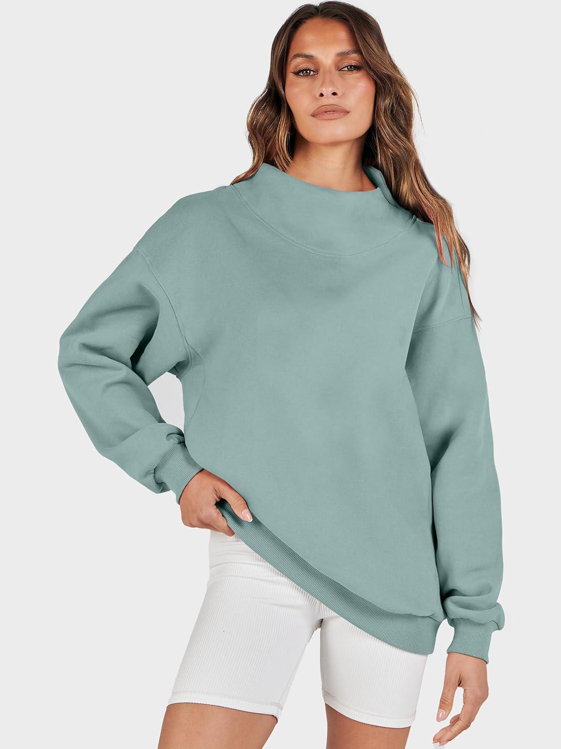 imageANRABESS Womens Oversized Sweatshirts Turtleneck Pullover Long Sleeve Hoodies Tops 2025 Fall Fashion Preppy OutfitsLight Green