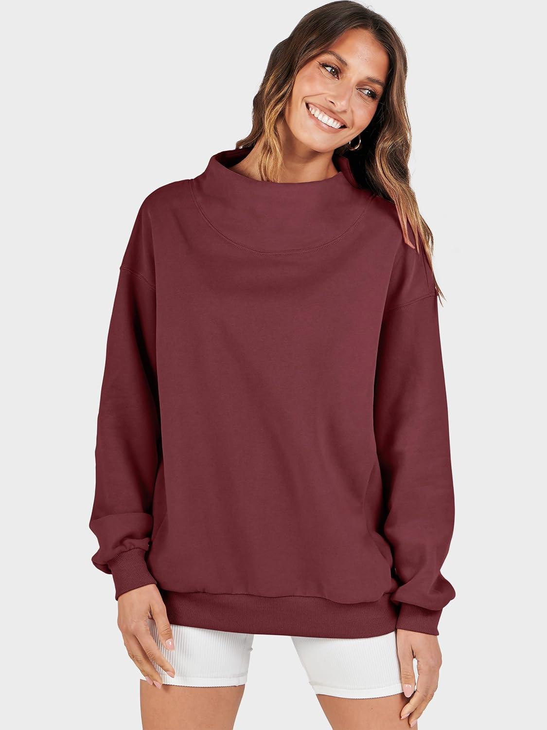 imageANRABESS Womens Oversized Sweatshirts Turtleneck Pullover Long Sleeve Hoodies Tops 2025 Fall Fashion Preppy OutfitsWine Red