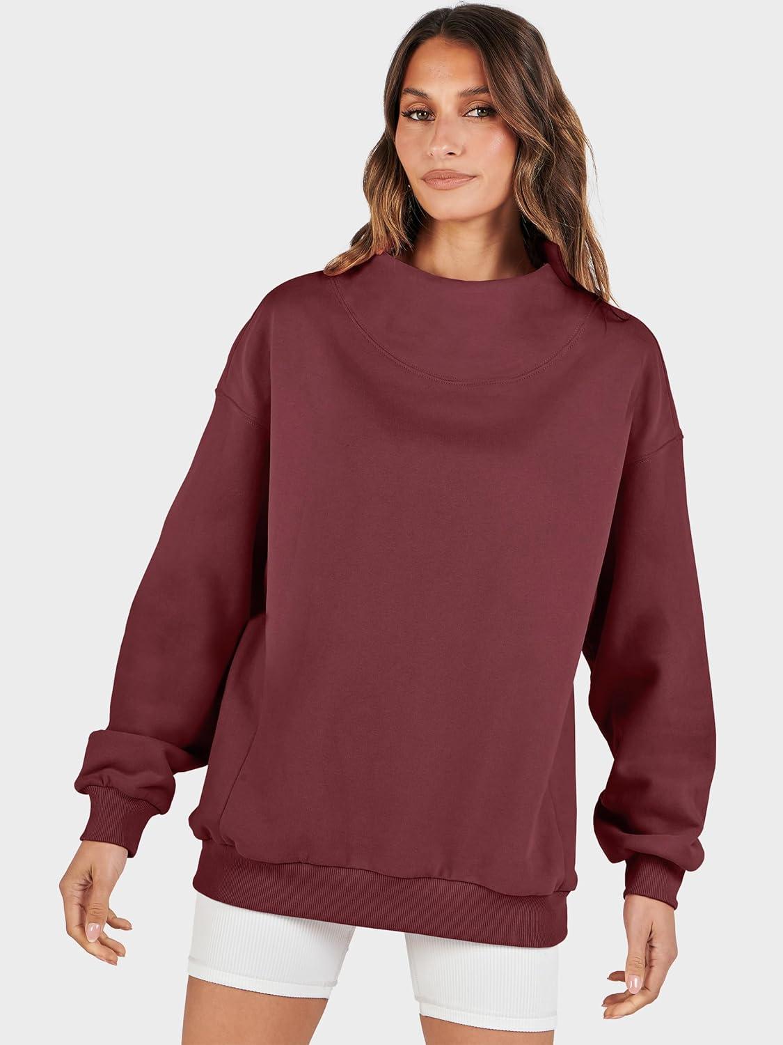 imageANRABESS Womens Oversized Sweatshirts Turtleneck Pullover Long Sleeve Hoodies Tops 2025 Fall Fashion Preppy OutfitsWine Red