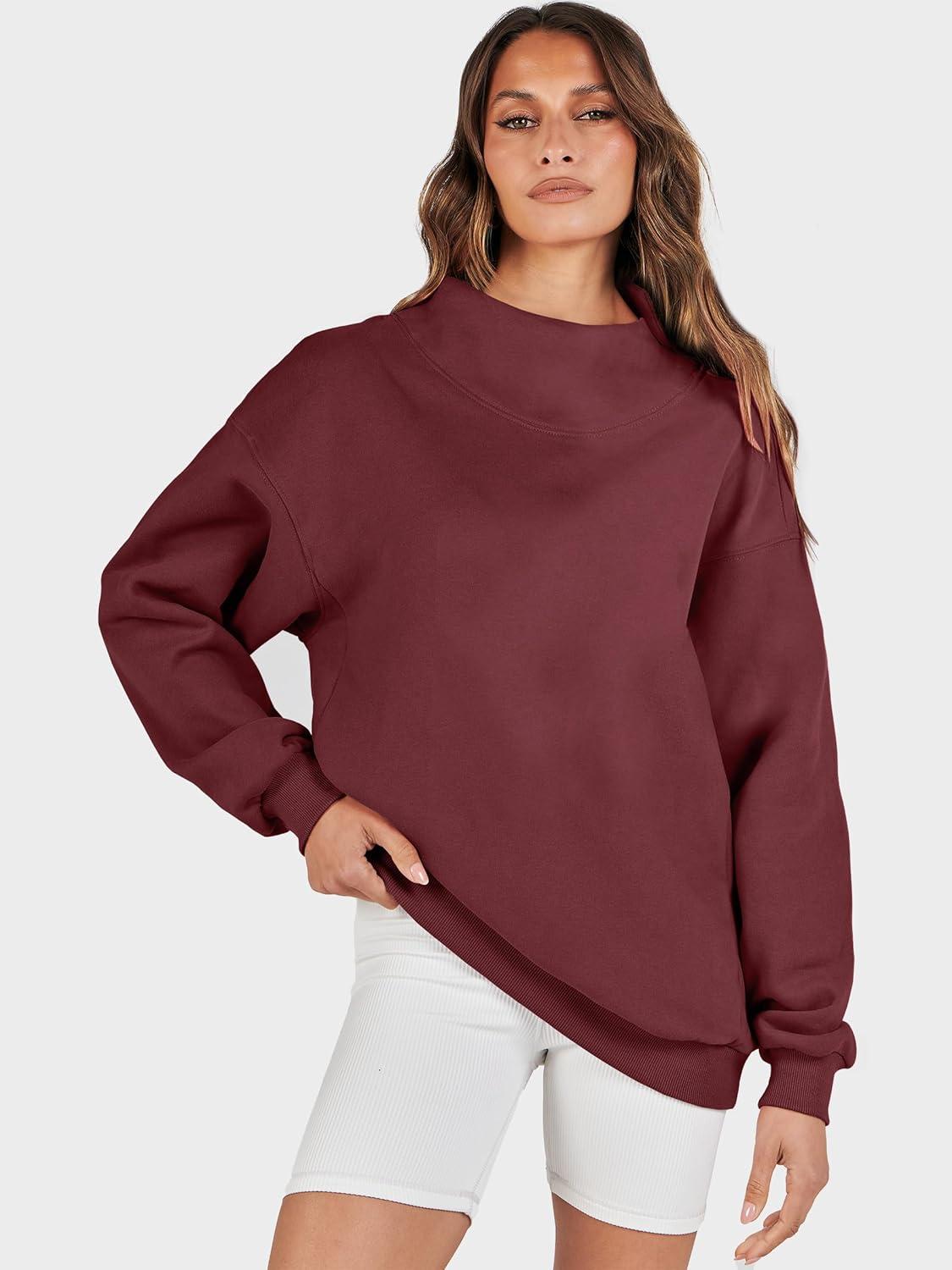 imageANRABESS Womens Oversized Sweatshirts Turtleneck Pullover Long Sleeve Hoodies Tops 2025 Fall Fashion Preppy OutfitsWine Red