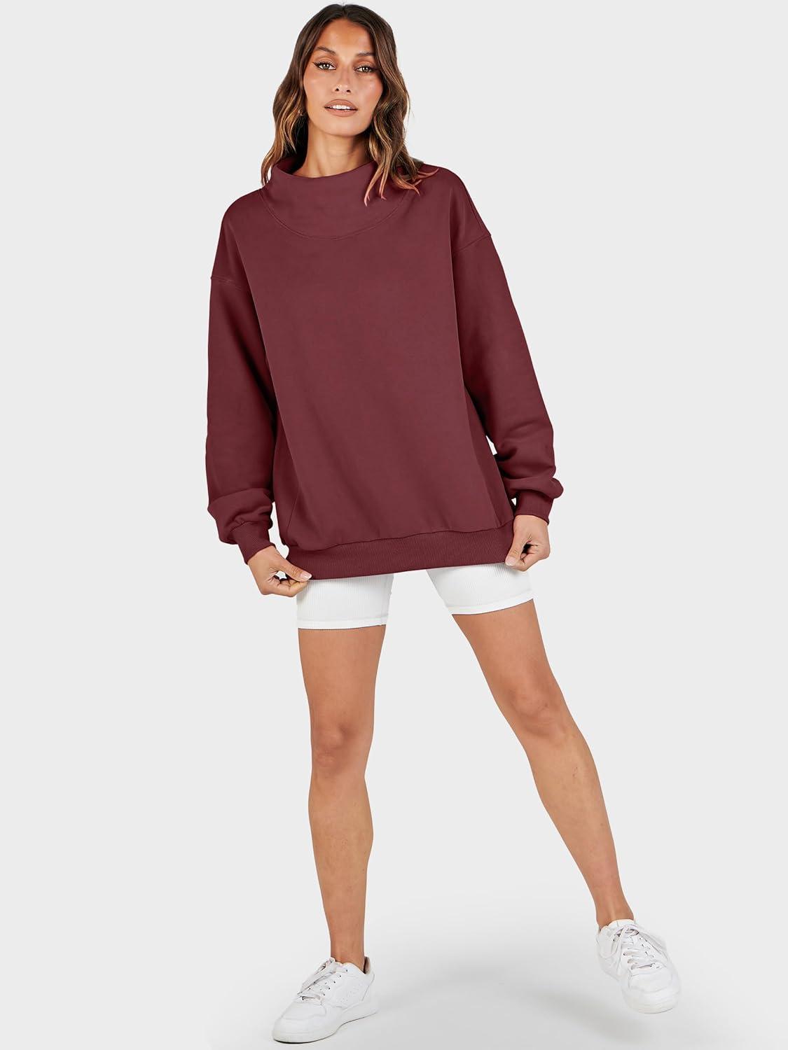 imageANRABESS Womens Oversized Sweatshirts Turtleneck Pullover Long Sleeve Hoodies Tops 2025 Fall Fashion Preppy OutfitsWine Red