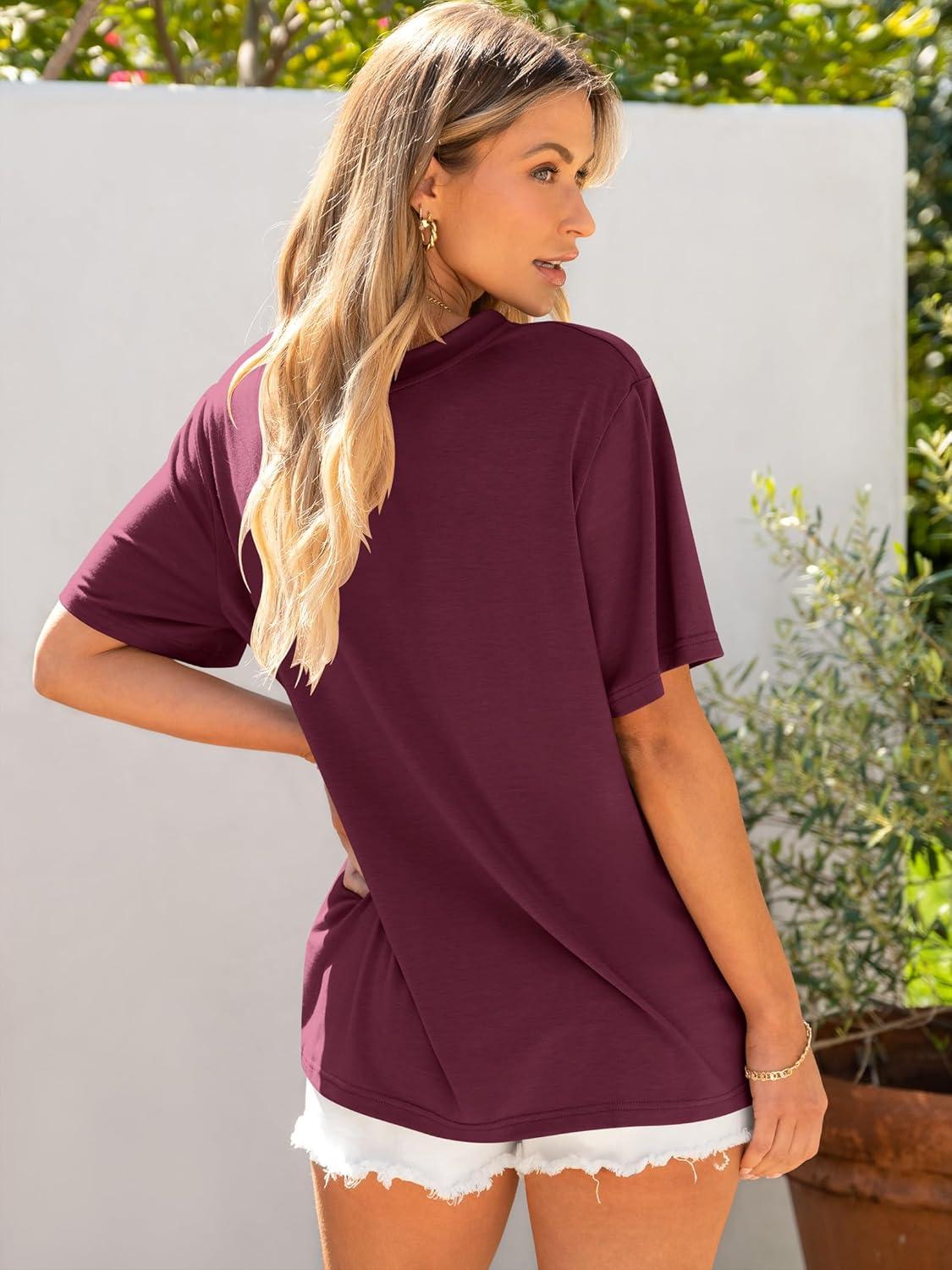 imageANRABESS Womens Oversized T Shirts Short Sleeve Crewneck Tops Casual Loose Basic Tee Shirts 2025 Summer Trendy OutfitsDark Red