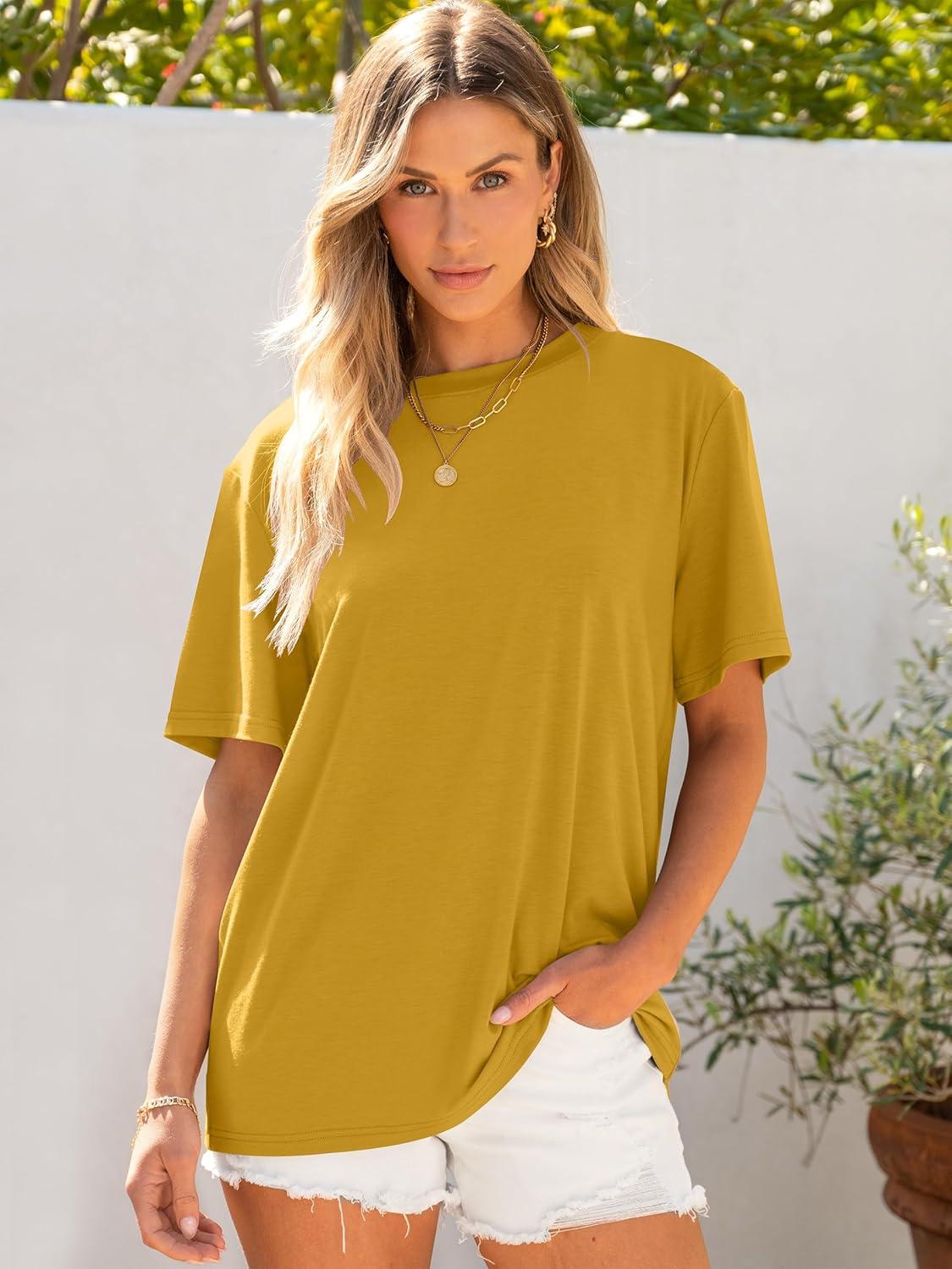 imageANRABESS Womens Oversized T Shirts Short Sleeve Crewneck Tops Casual Loose Basic Tee Shirts 2025 Summer Trendy OutfitsGinger