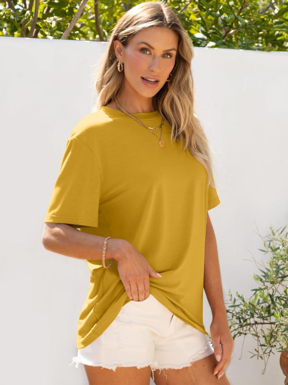 imageANRABESS Womens Oversized T Shirts Short Sleeve Crewneck Tops Casual Loose Basic Tee Shirts 2025 Summer Trendy OutfitsGinger