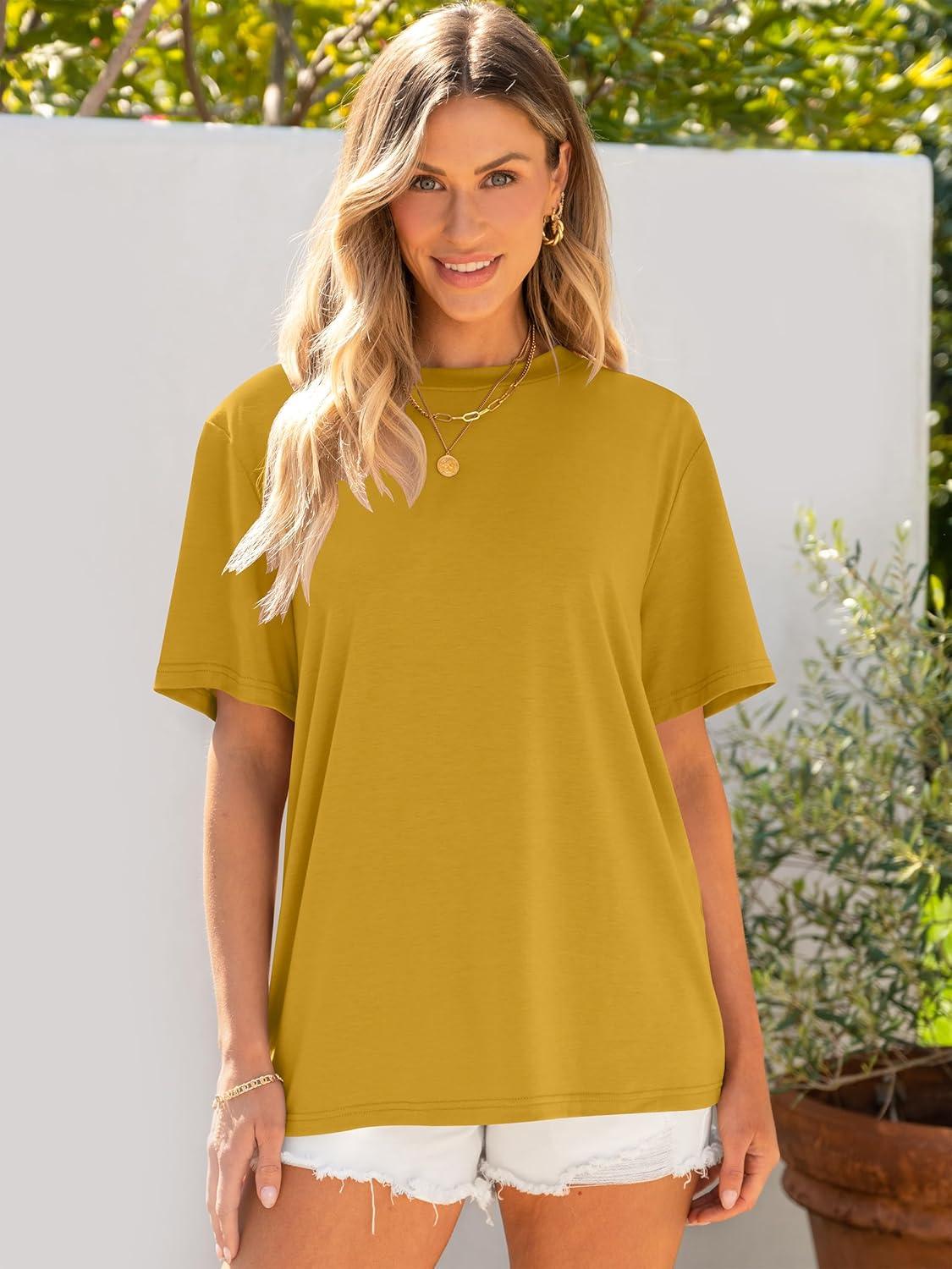 imageANRABESS Womens Oversized T Shirts Short Sleeve Crewneck Tops Casual Loose Basic Tee Shirts 2025 Summer Trendy OutfitsGinger