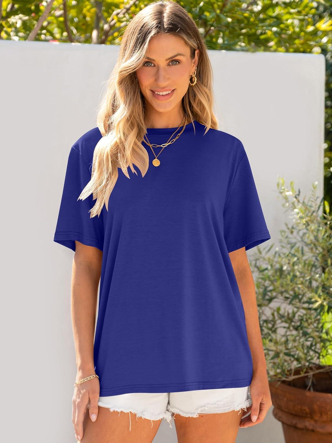 imageANRABESS Womens Oversized T Shirts Short Sleeve Crewneck Tops Casual Loose Basic Tee Shirts 2025 Summer Trendy OutfitsRoyal Blue