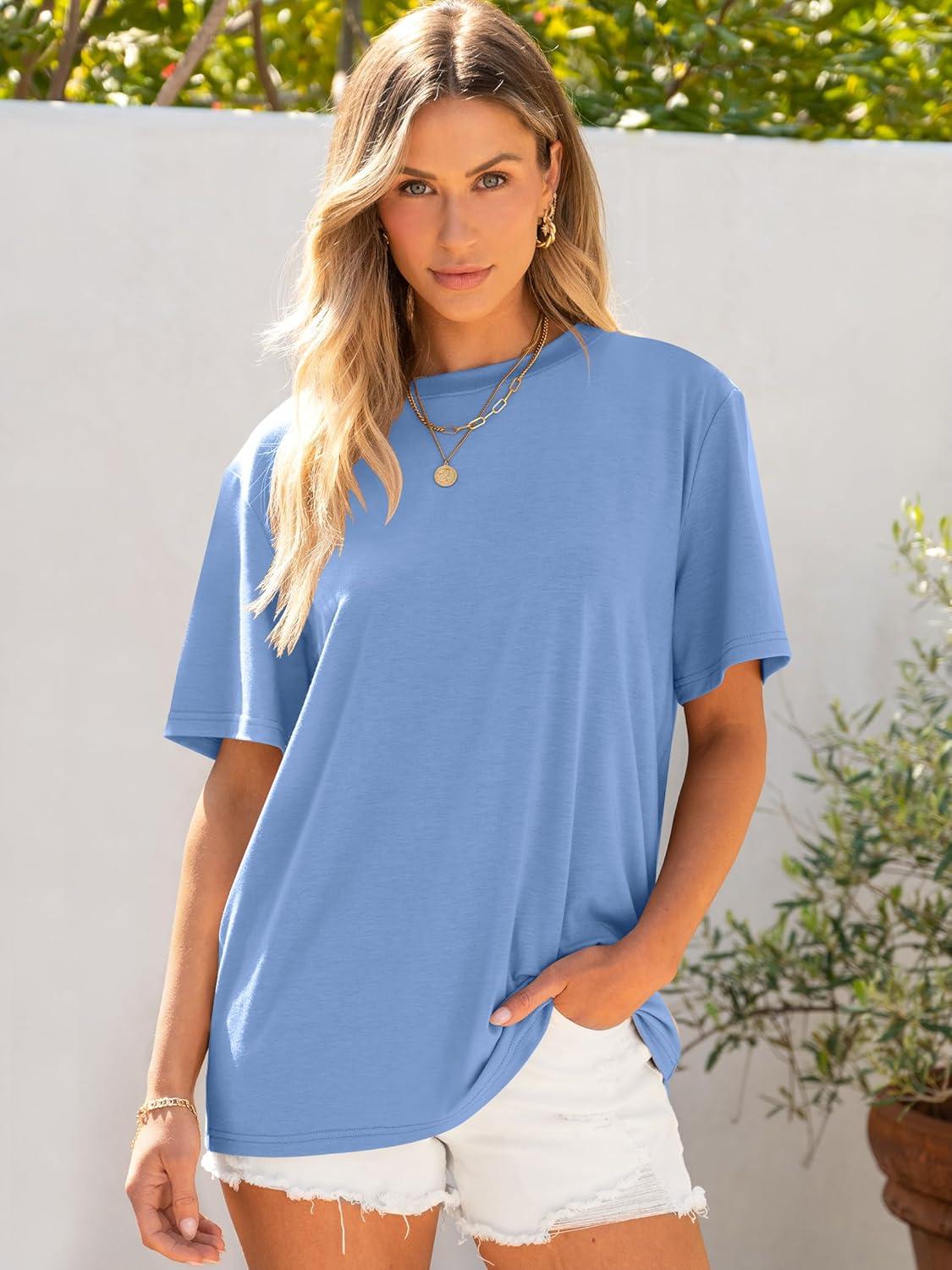 imageANRABESS Womens Oversized T Shirts Short Sleeve Crewneck Tops Casual Loose Basic Tee Shirts 2025 Summer Trendy OutfitsSky Blue