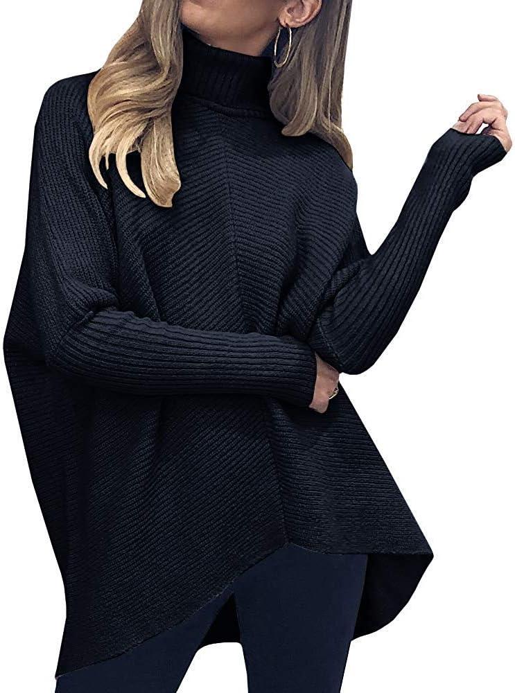 imageANRABESS Womens Oversized Turtleneck Batwing Long Sleeve Casual Cozy Baggy Knit Pullover Tunic Sweater 2025 Fall OutfitsBlack