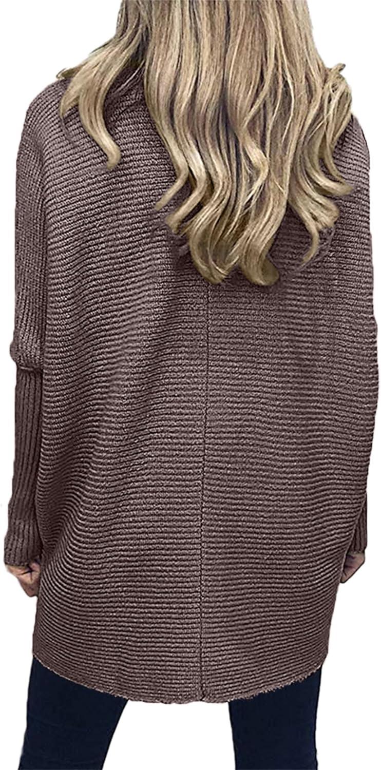 imageANRABESS Womens Oversized Turtleneck Batwing Long Sleeve Casual Cozy Baggy Knit Pullover Tunic Sweater 2025 Fall OutfitsBrown