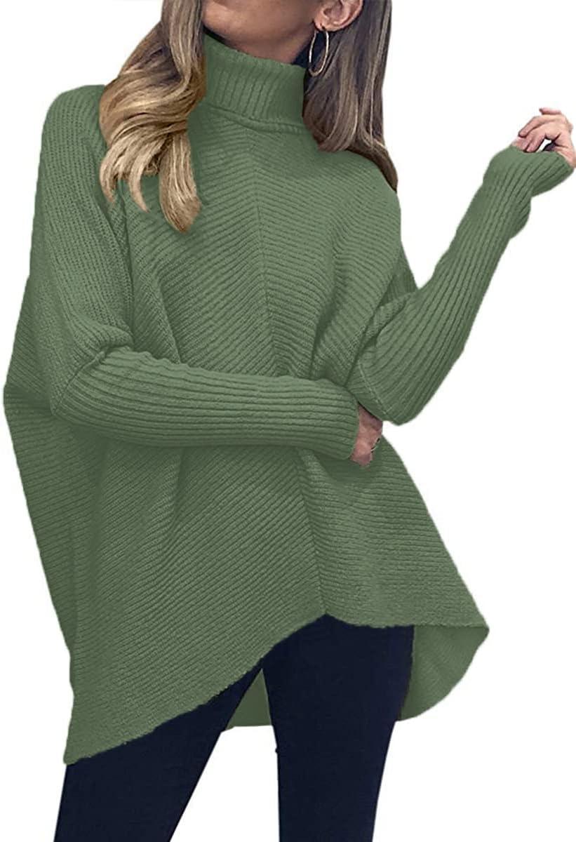 imageANRABESS Womens Oversized Turtleneck Batwing Long Sleeve Casual Cozy Baggy Knit Pullover Tunic Sweater 2025 Fall OutfitsCeladon