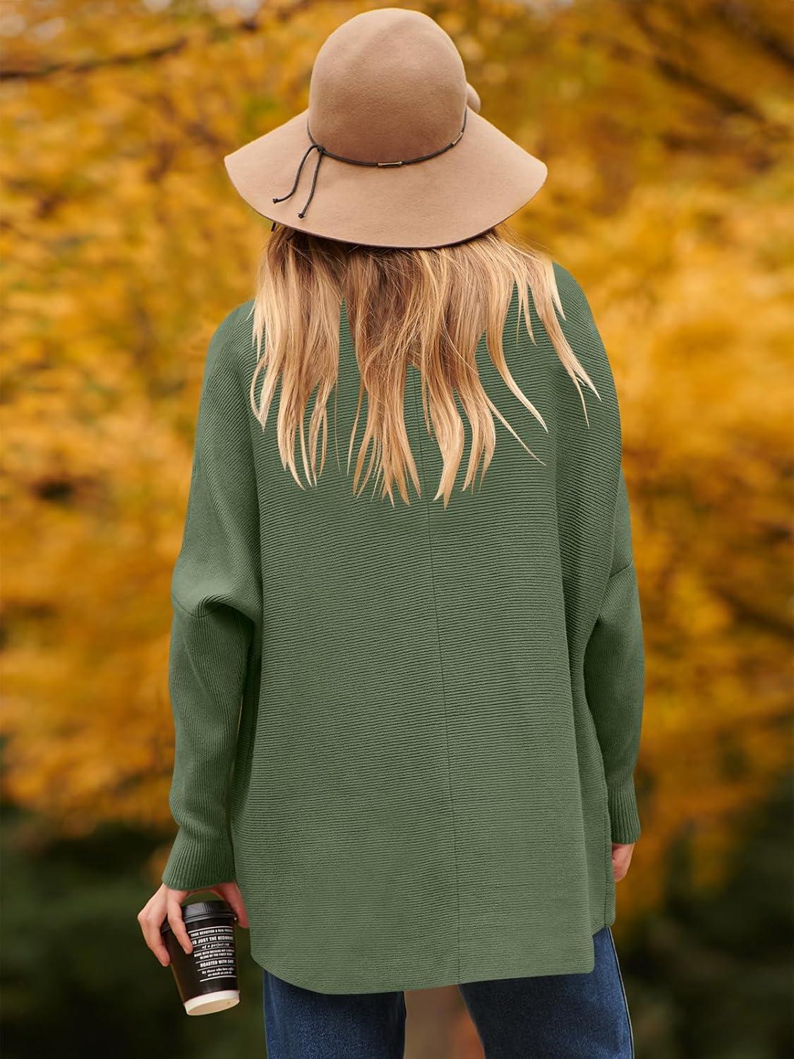 imageANRABESS Womens Oversized Turtleneck Batwing Long Sleeve Casual Cozy Baggy Knit Pullover Tunic Sweater 2025 Fall OutfitsCeladon