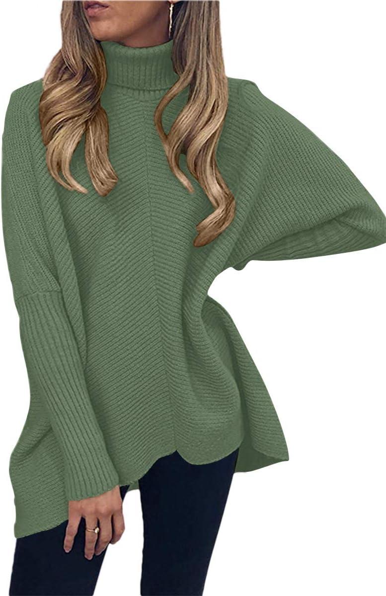 imageANRABESS Womens Oversized Turtleneck Batwing Long Sleeve Casual Cozy Baggy Knit Pullover Tunic Sweater 2025 Fall OutfitsCeladon