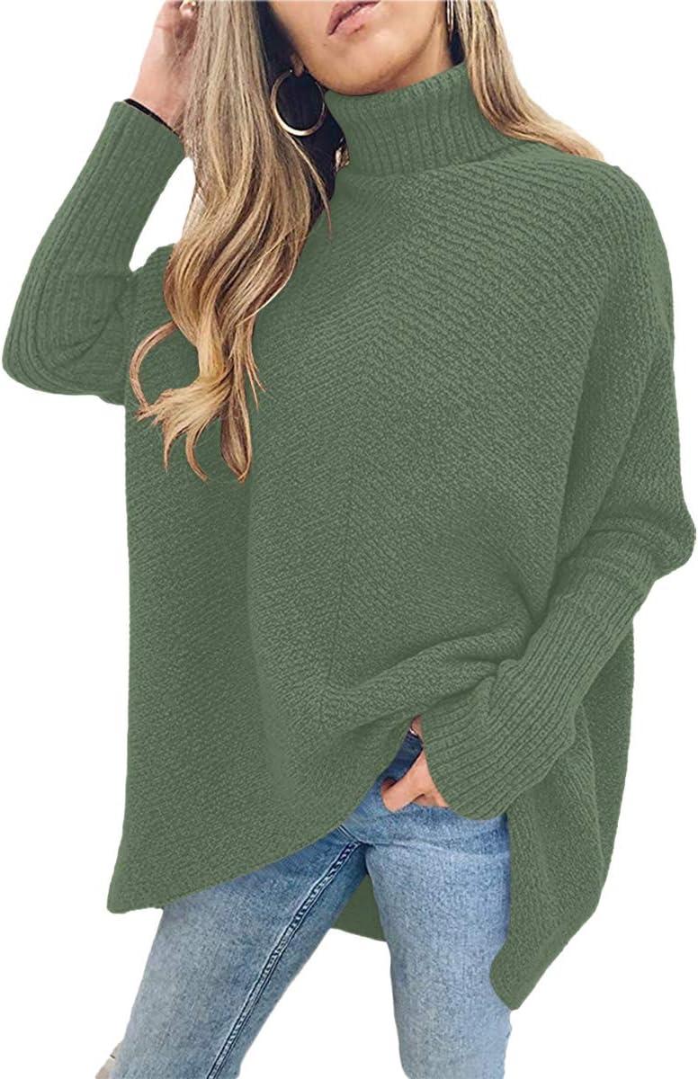 imageANRABESS Womens Oversized Turtleneck Batwing Long Sleeve Casual Cozy Baggy Knit Pullover Tunic Sweater 2025 Fall OutfitsCeladon