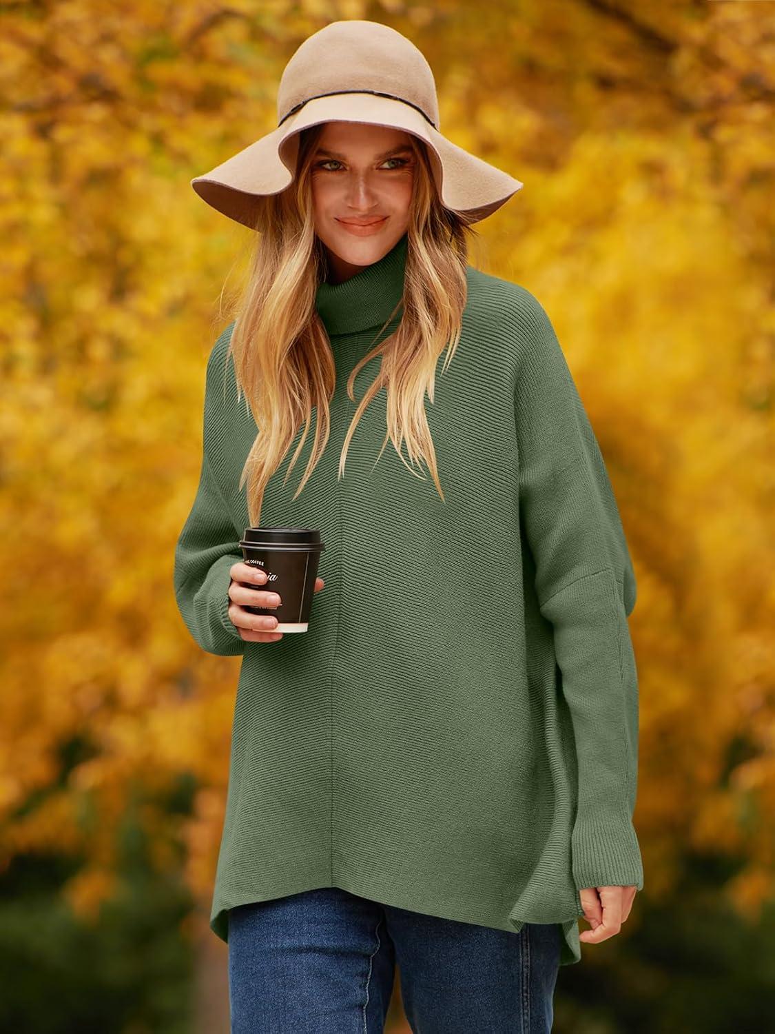 imageANRABESS Womens Oversized Turtleneck Batwing Long Sleeve Casual Cozy Baggy Knit Pullover Tunic Sweater 2025 Fall OutfitsCeladon