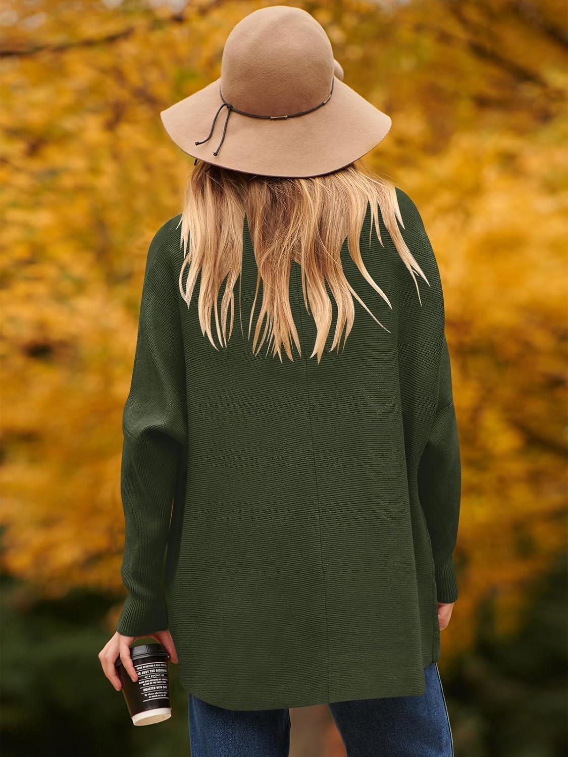 imageANRABESS Womens Oversized Turtleneck Batwing Long Sleeve Casual Cozy Baggy Knit Pullover Tunic Sweater 2025 Fall OutfitsDark Green