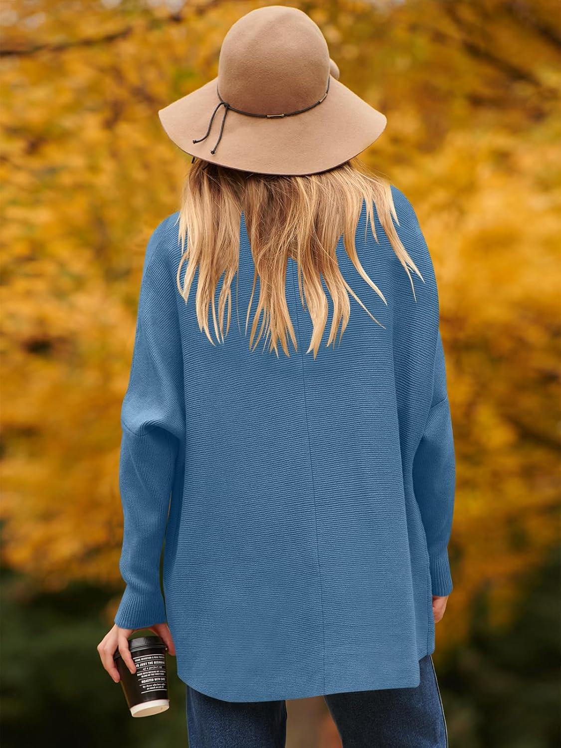 imageANRABESS Womens Oversized Turtleneck Batwing Long Sleeve Casual Cozy Baggy Knit Pullover Tunic Sweater 2025 Fall OutfitsDenim Blue