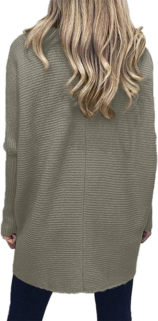 imageANRABESS Womens Oversized Turtleneck Batwing Long Sleeve Casual Cozy Baggy Knit Pullover Tunic Sweater 2025 Fall OutfitsGray Coffee
