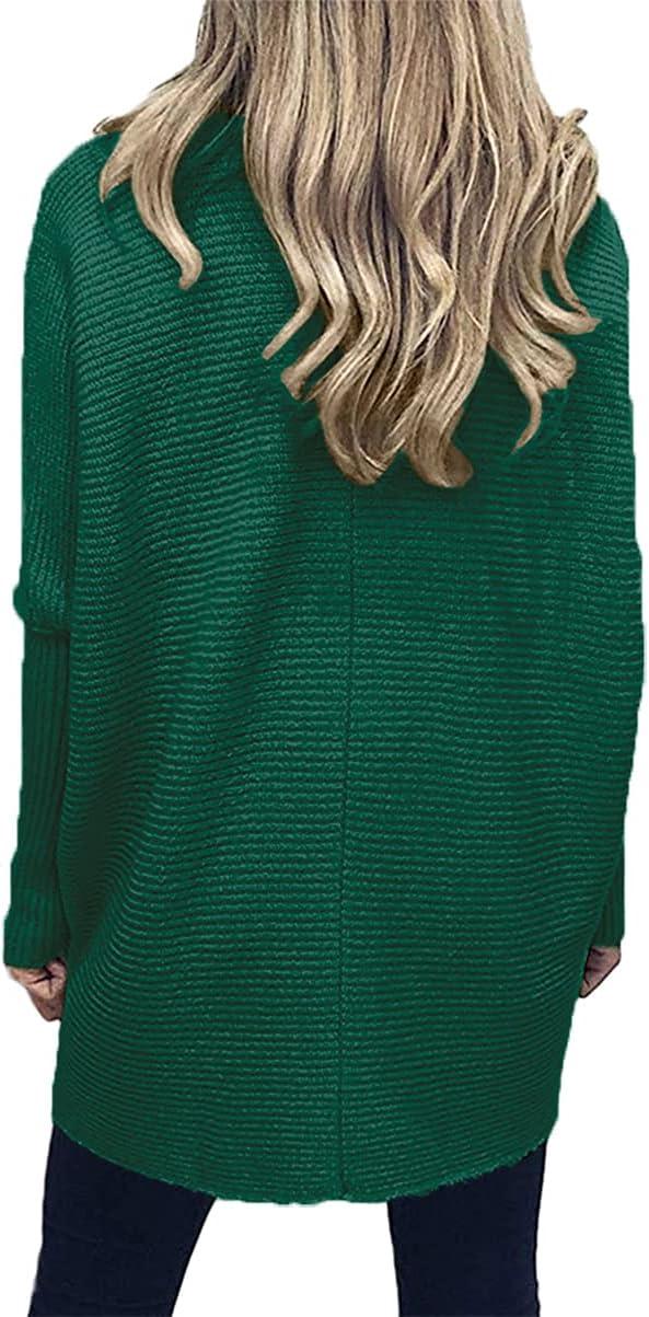 imageANRABESS Womens Oversized Turtleneck Batwing Long Sleeve Casual Cozy Baggy Knit Pullover Tunic Sweater 2025 Fall OutfitsGreen