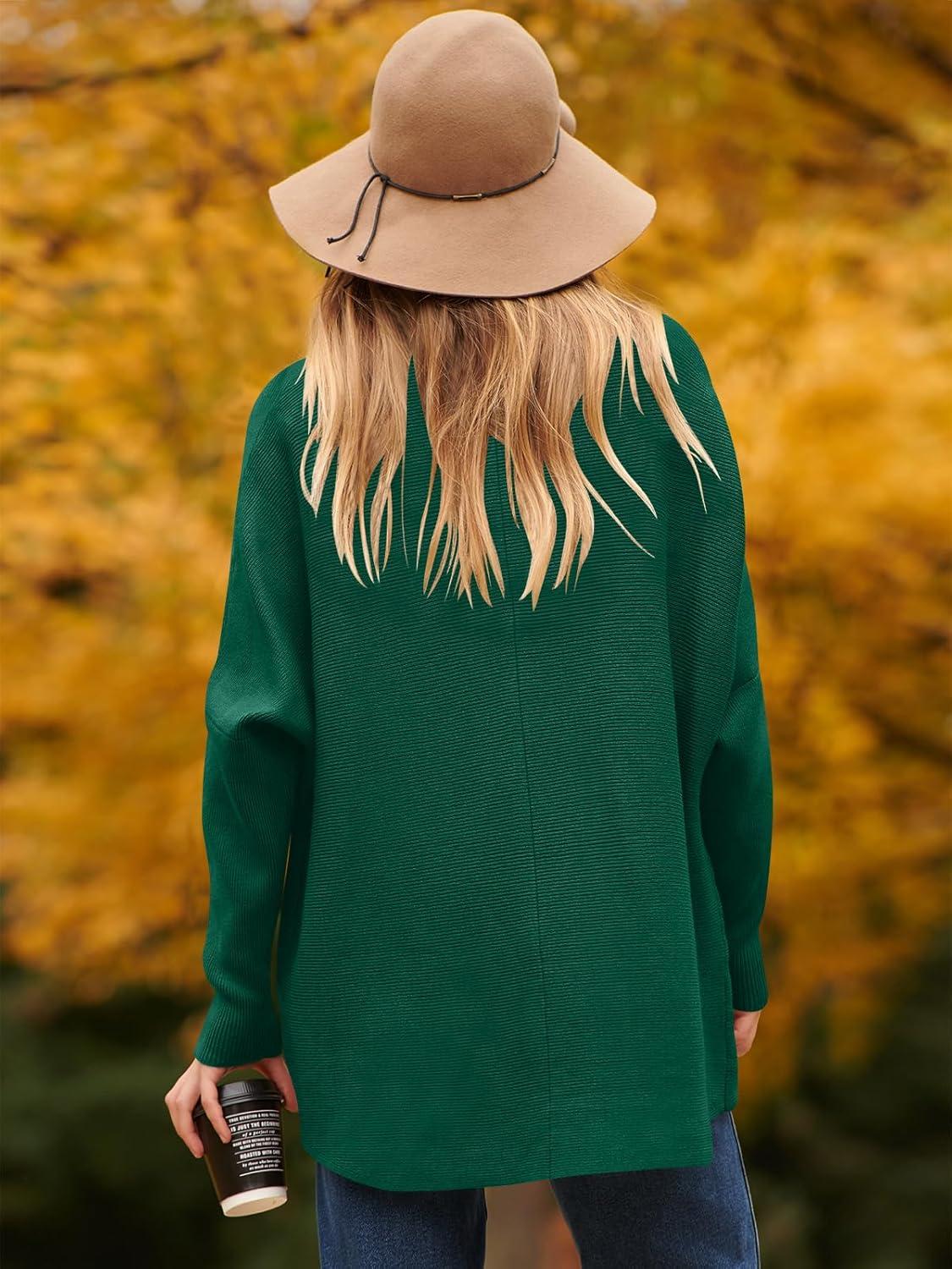 imageANRABESS Womens Oversized Turtleneck Batwing Long Sleeve Casual Cozy Baggy Knit Pullover Tunic Sweater 2025 Fall OutfitsGreen