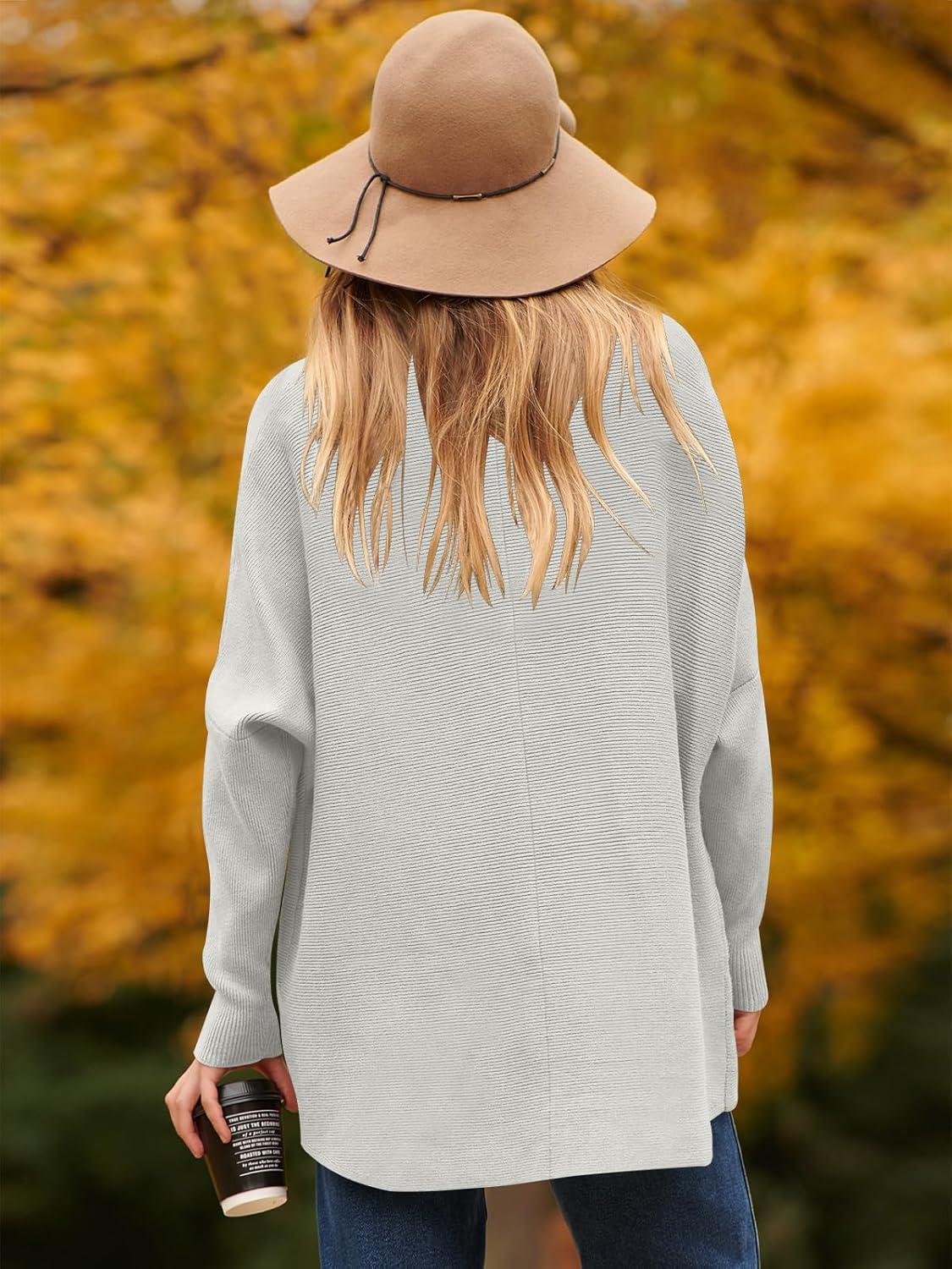 imageANRABESS Womens Oversized Turtleneck Batwing Long Sleeve Casual Cozy Baggy Knit Pullover Tunic Sweater 2025 Fall OutfitsGrey