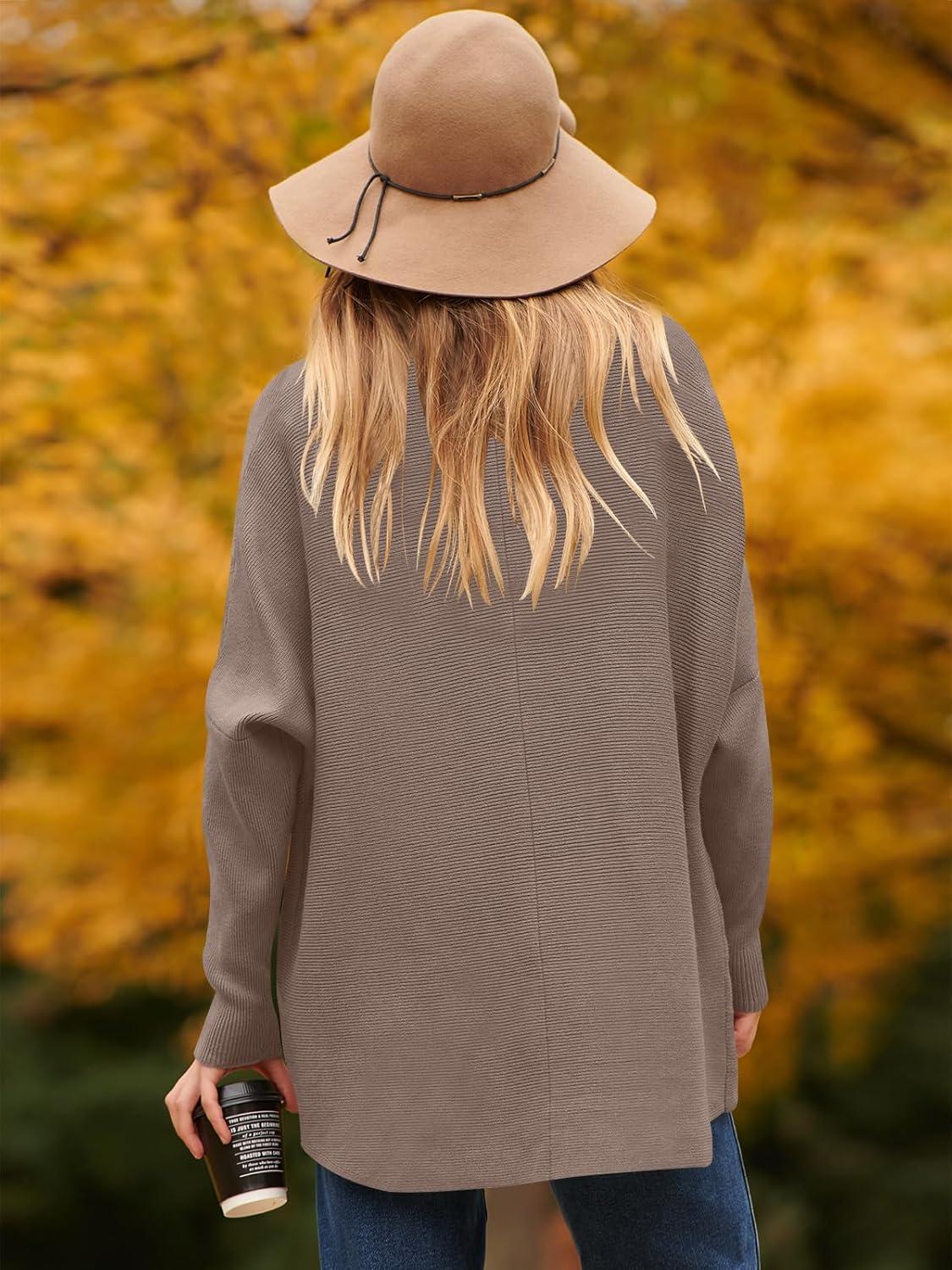 imageANRABESS Womens Oversized Turtleneck Batwing Long Sleeve Casual Cozy Baggy Knit Pullover Tunic Sweater 2025 Fall OutfitsMutmeg