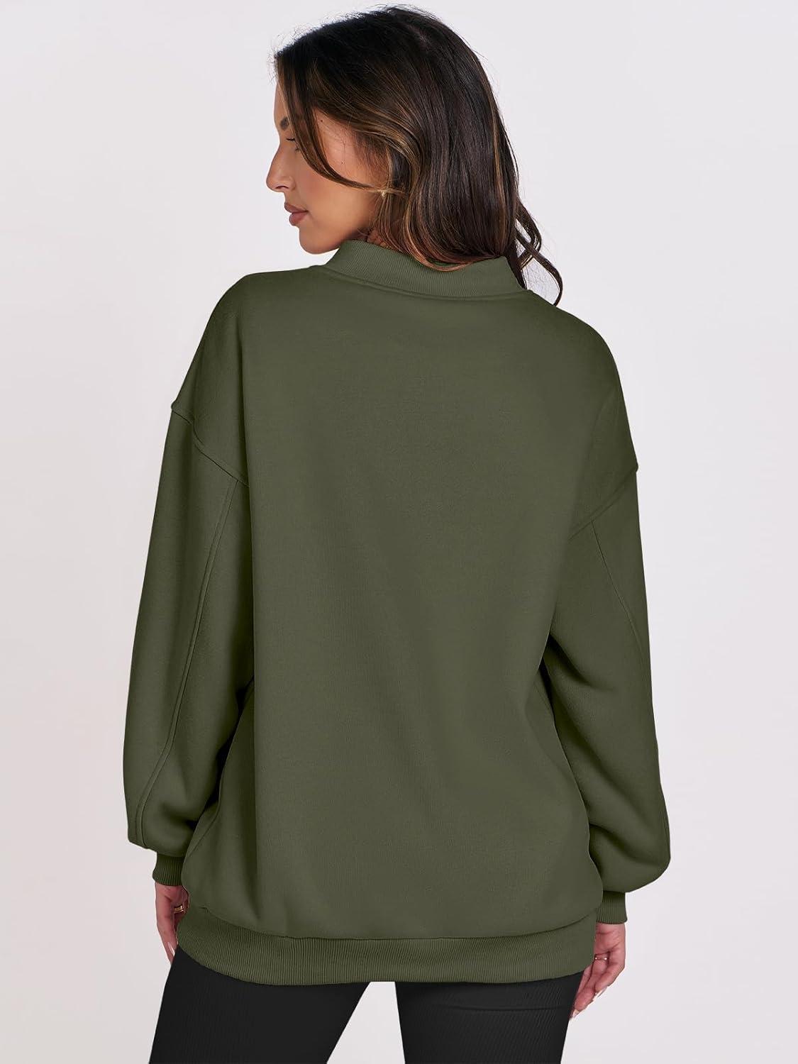 imageANRABESS Womens Oversized V Neck Sweatshirt Fleece Long Sleeve Hoodies Pullover Comfy Top Outfits 2025 Teen Preppy ClothesArmy Green