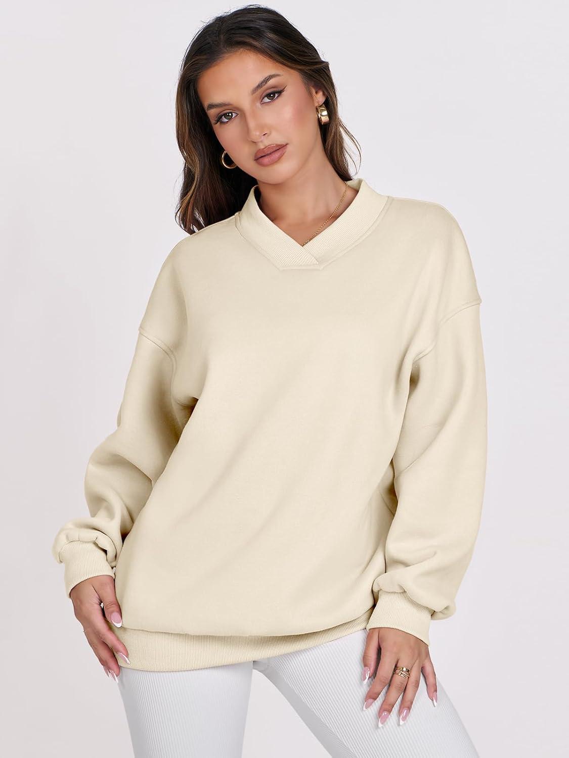 imageANRABESS Womens Oversized V Neck Sweatshirt Fleece Long Sleeve Hoodies Pullover Comfy Top Outfits 2025 Teen Preppy ClothesBeige