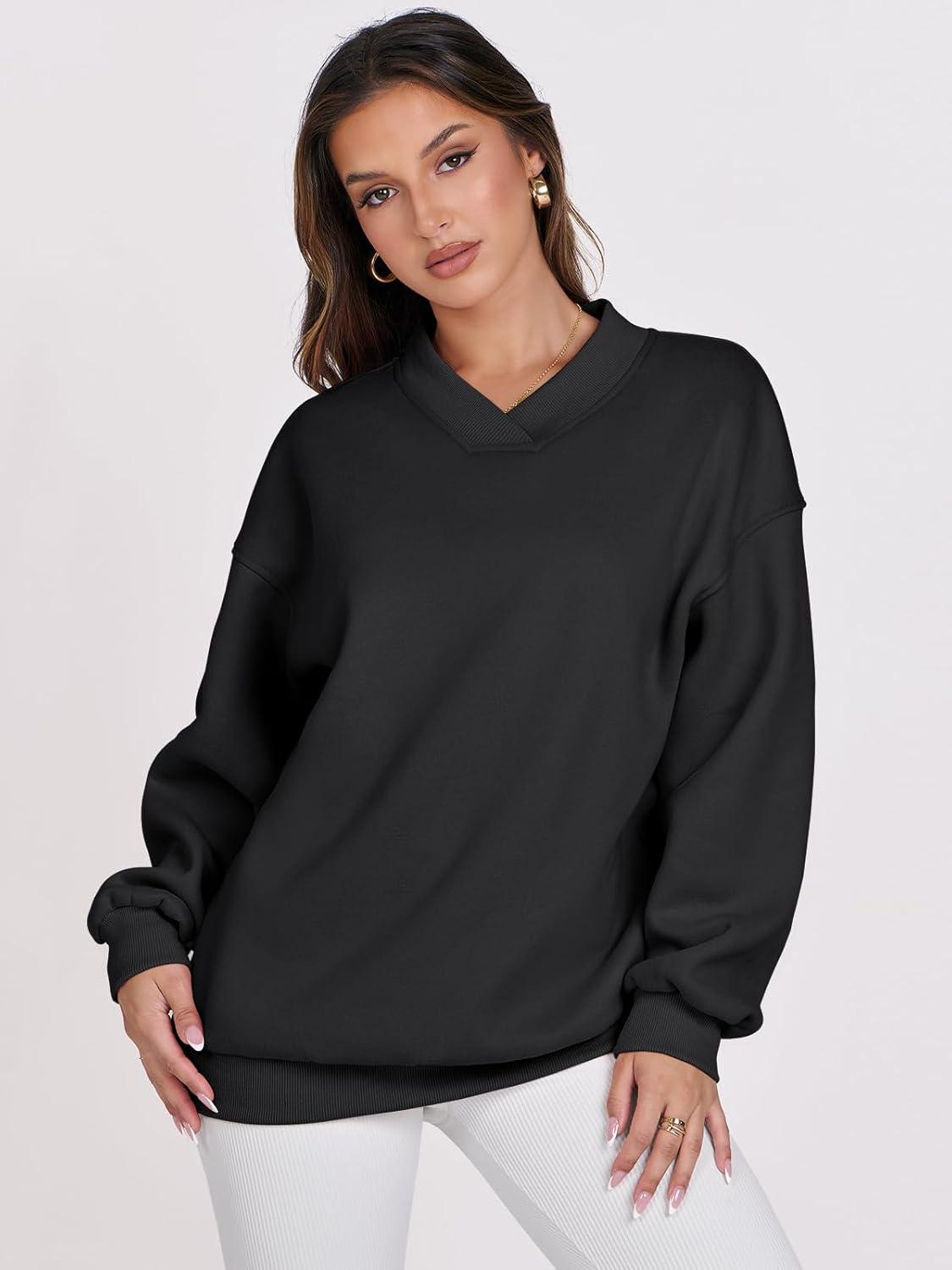 imageANRABESS Womens Oversized V Neck Sweatshirt Fleece Long Sleeve Hoodies Pullover Comfy Top Outfits 2025 Teen Preppy ClothesBlack