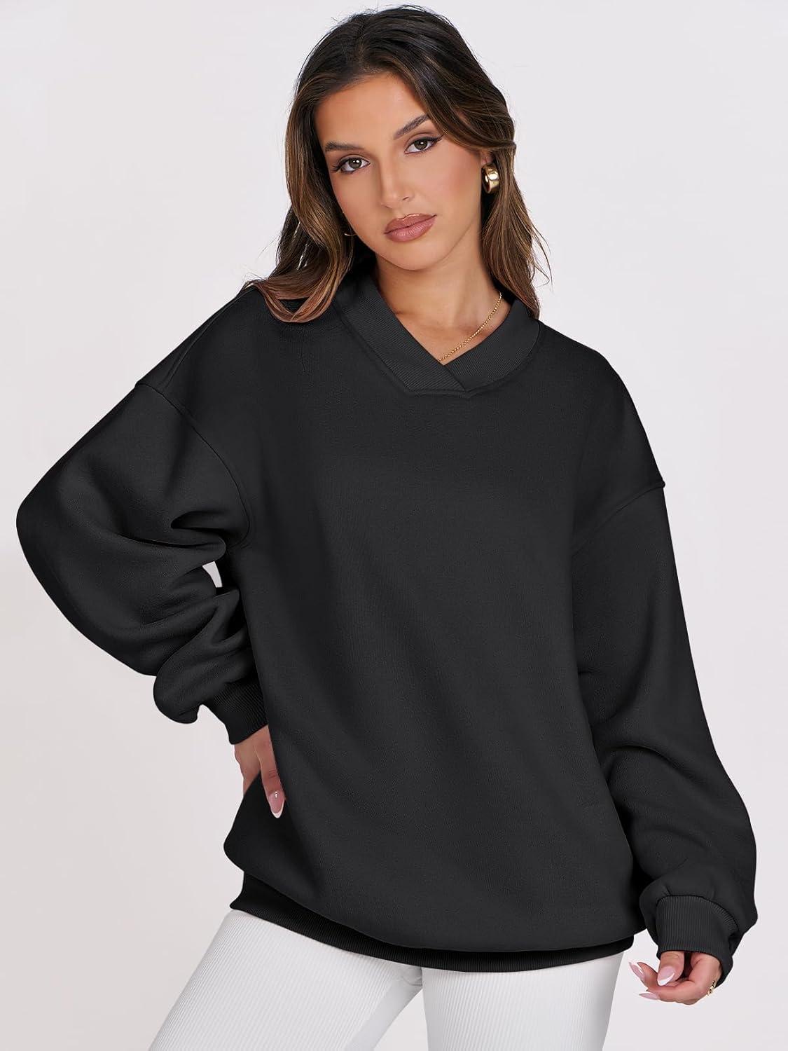 imageANRABESS Womens Oversized V Neck Sweatshirt Fleece Long Sleeve Hoodies Pullover Comfy Top Outfits 2025 Teen Preppy ClothesBlack