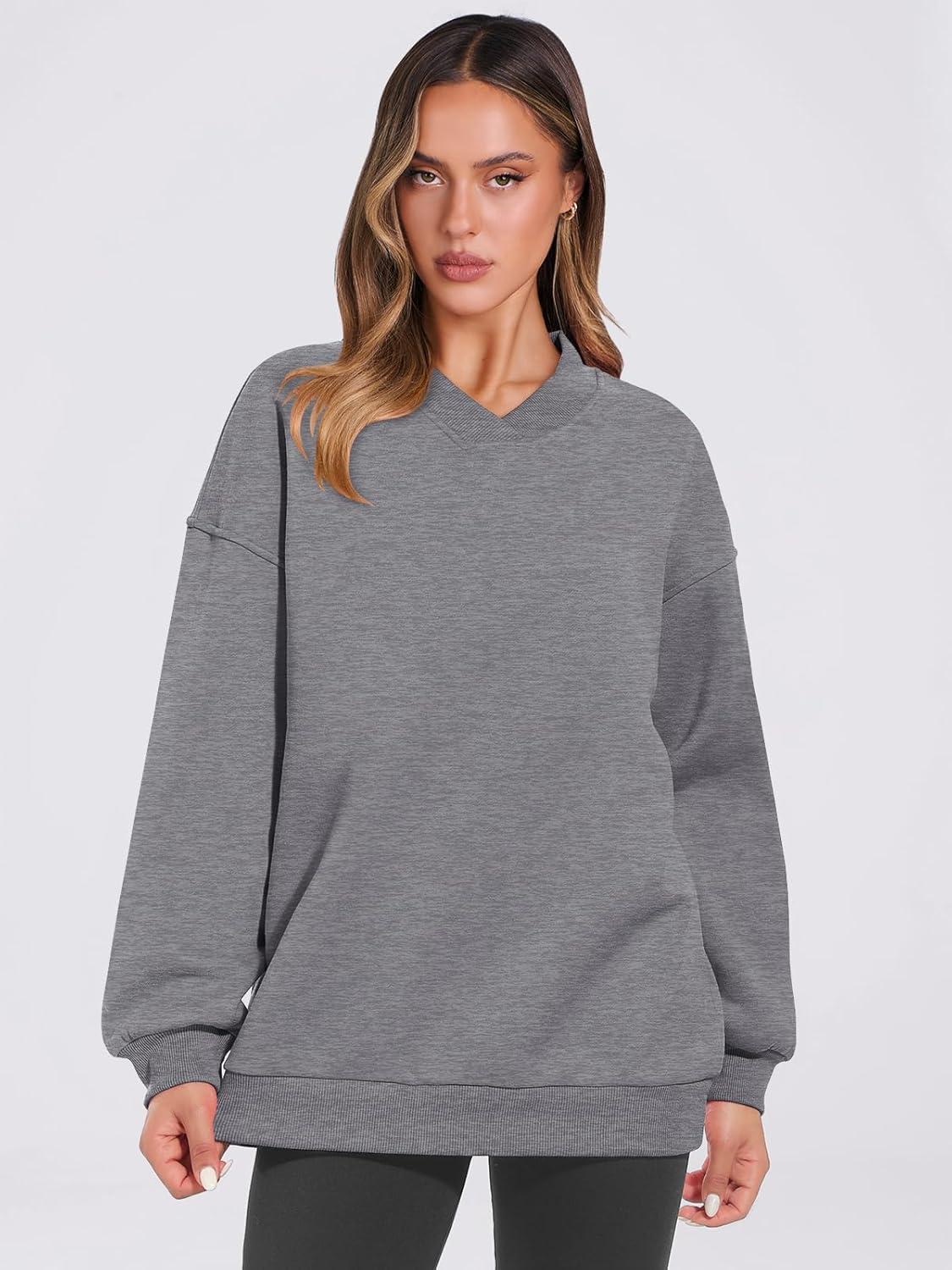 imageANRABESS Womens Oversized V Neck Sweatshirt Fleece Long Sleeve Hoodies Pullover Comfy Top Outfits 2025 Teen Preppy ClothesDark Grey