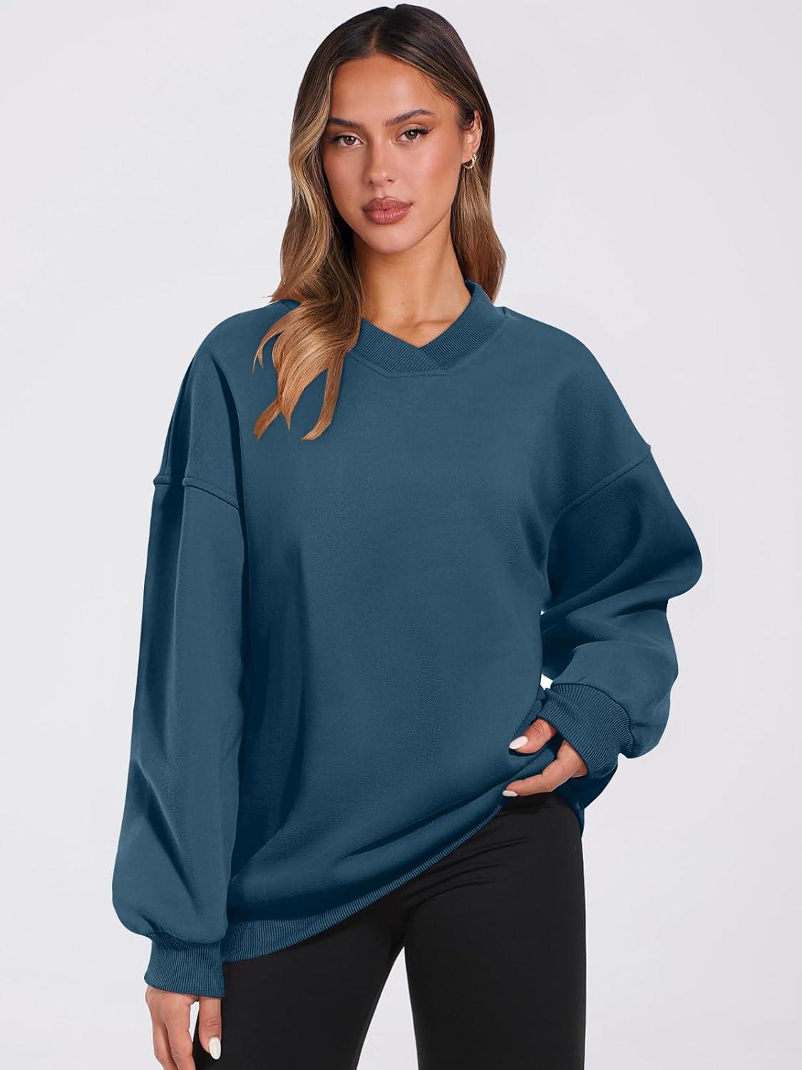 imageANRABESS Womens Oversized V Neck Sweatshirt Fleece Long Sleeve Hoodies Pullover Comfy Top Outfits 2025 Teen Preppy ClothesDeep Blue