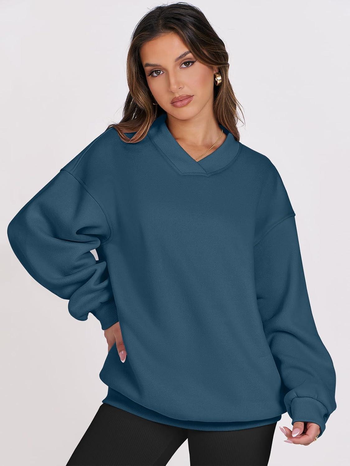 imageANRABESS Womens Oversized V Neck Sweatshirt Fleece Long Sleeve Hoodies Pullover Comfy Top Outfits 2025 Teen Preppy ClothesDeep Blue